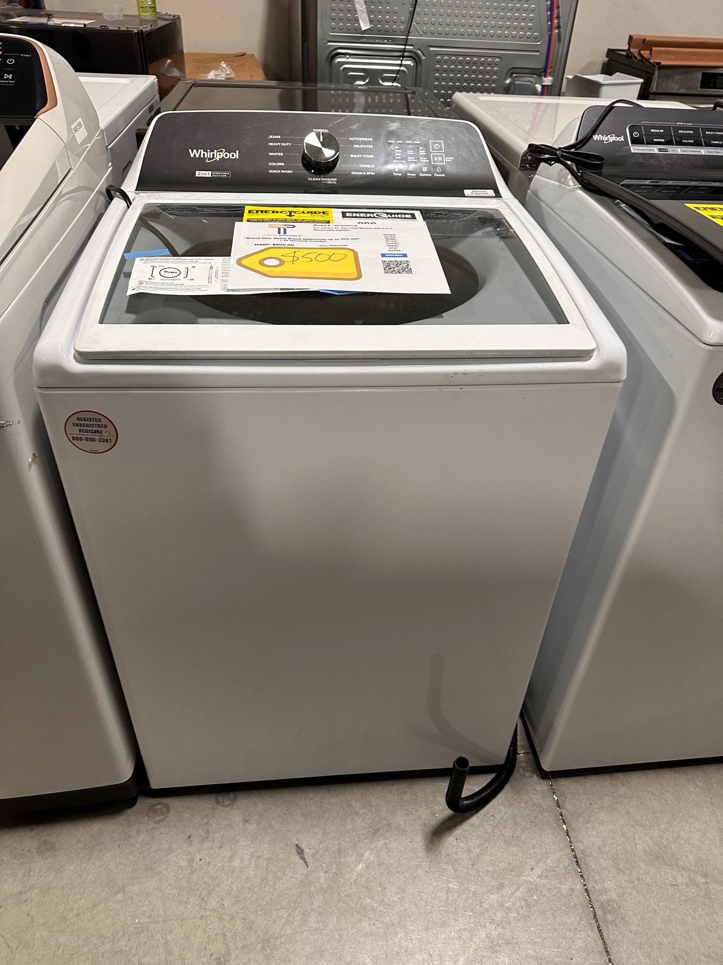 Whirlpool - Top Load Washer with 2 in 1 Removable Agitator - MODEL: WTW5057LW WAS13568