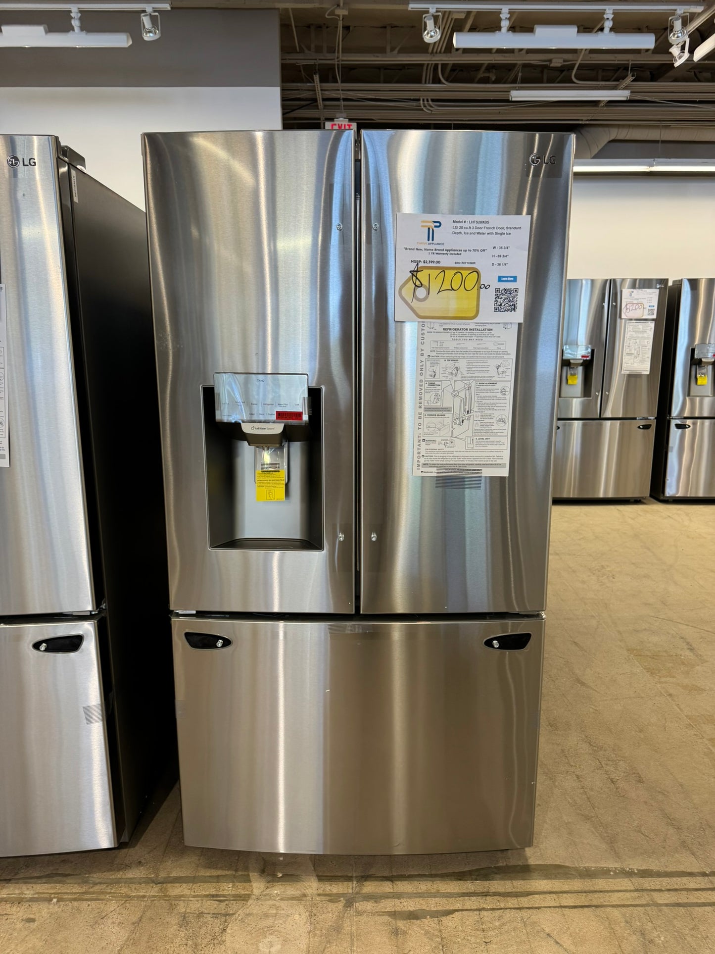 STANDARD DEPTH LG FRENCH DOOR REFRIGERATOR MODEL: LHFS28XBS REF10368R