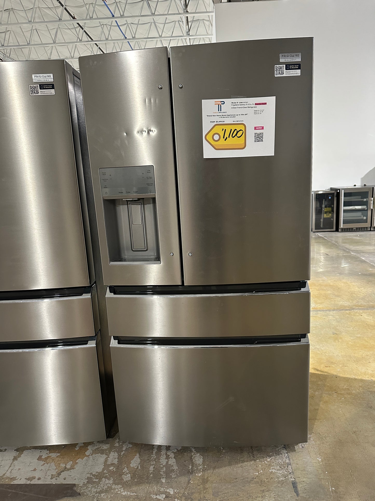 NEW! Frigidaire Gallery 21.5 Cu. Ft. 4-Door French Door Counter-Depth Refrigerator MODEL: GRMC2273CF REF13747S