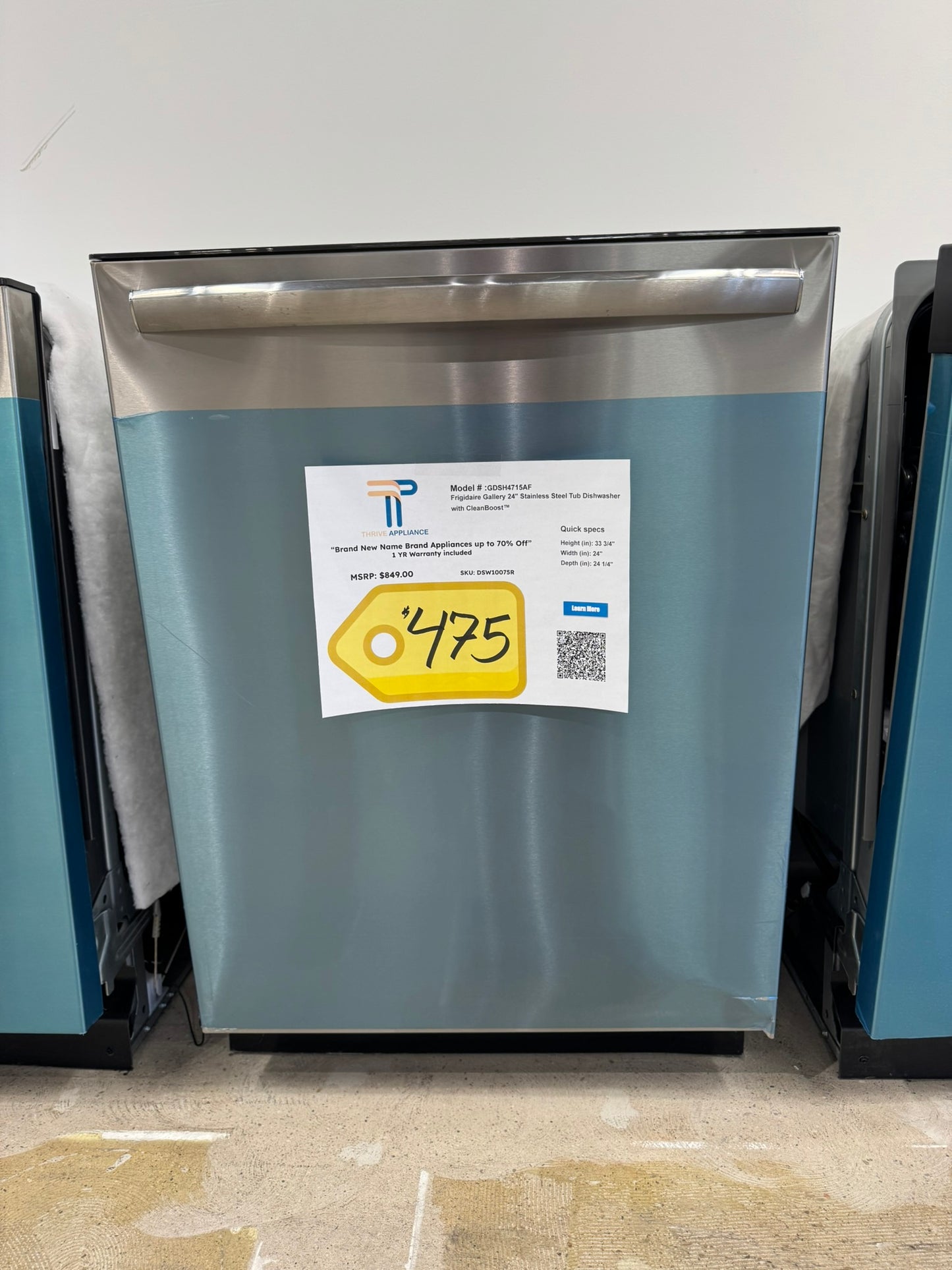 Frigidaire Gallery 24" Stainless Steel Tub Built-In Dishwasher MODEL: GDSH4715AF DSW10075R
