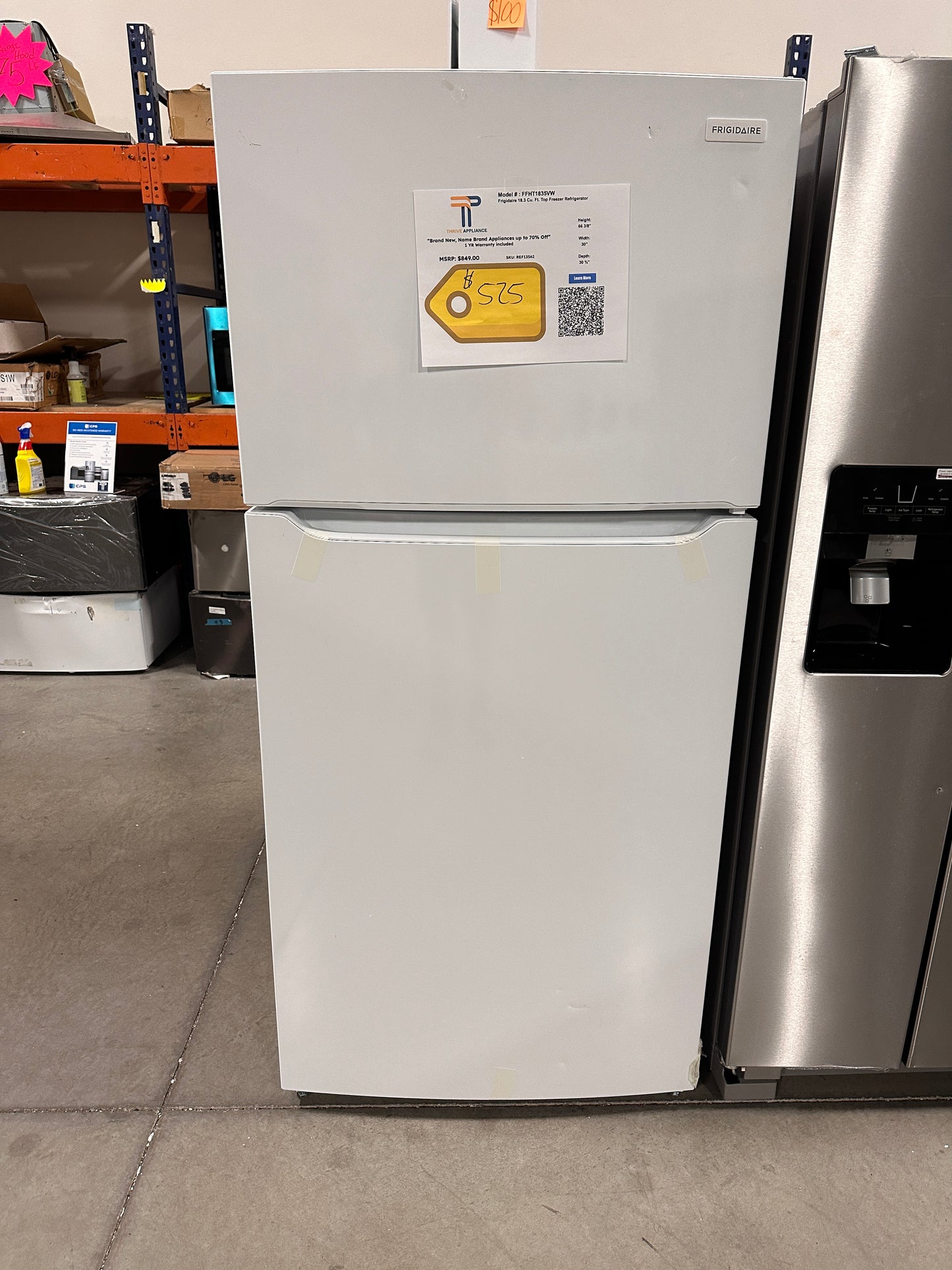NEW Frigidaire - 18.3 Cu. Ft. Top Freezer Refrigerator - White MODEL: FFHT1835VW REF13562