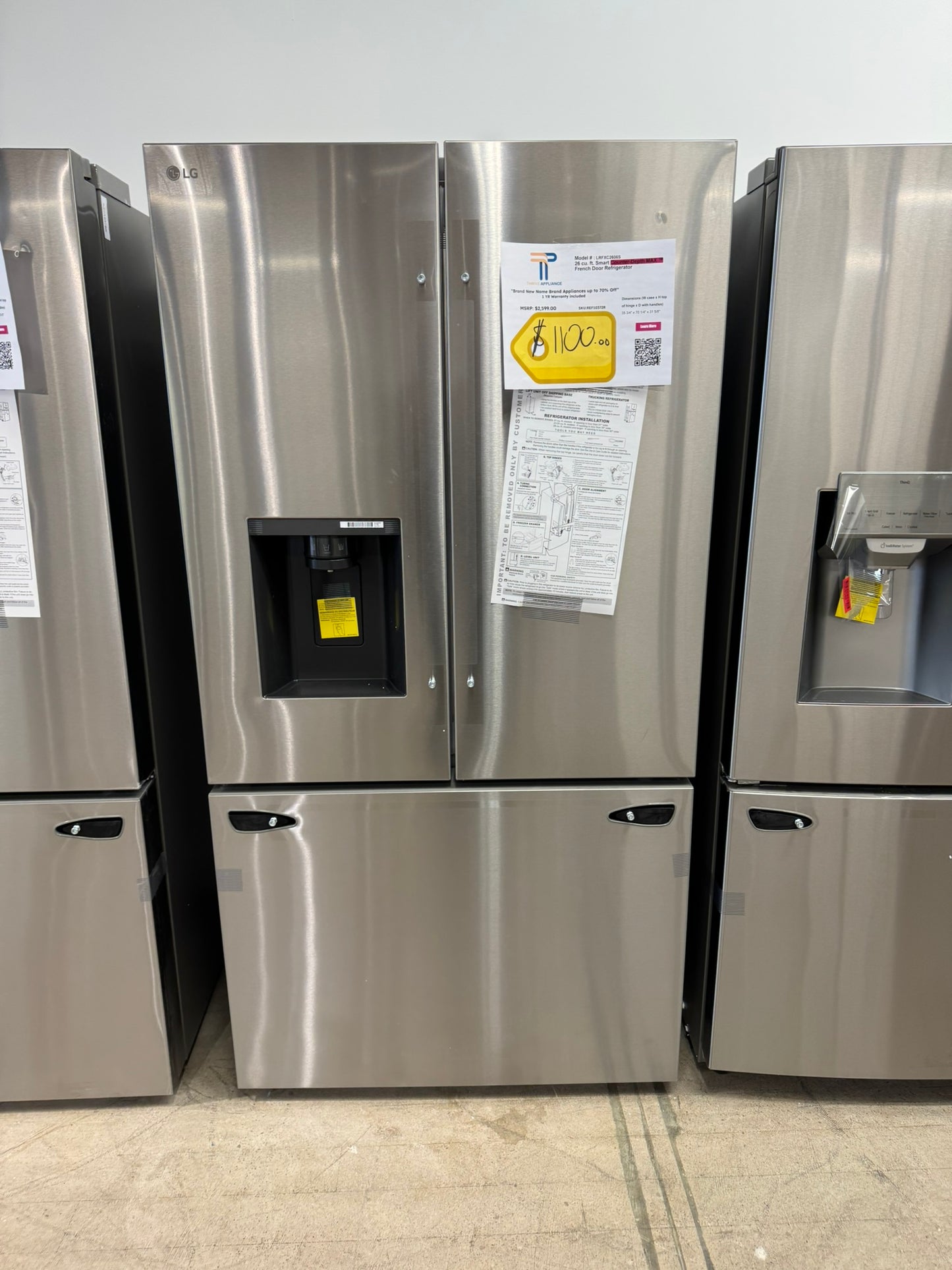 NEW! LG Counter-Depth MAX French Door Refrigerator MODEL: LRFXC2606S REF10372R