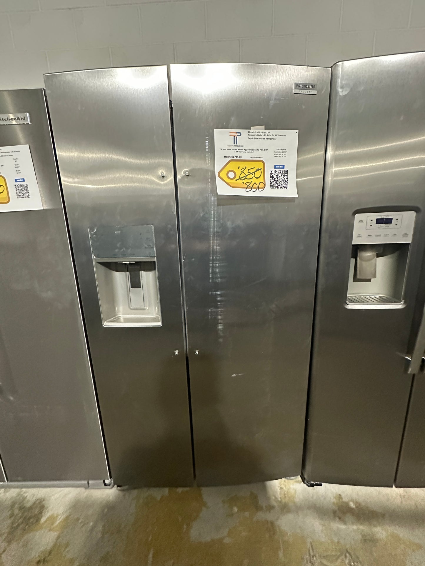 GREAT NEW GALLERY SIDE BY SIDE REFRIGERATOR MODEL: GRSS2652AF REF13401S