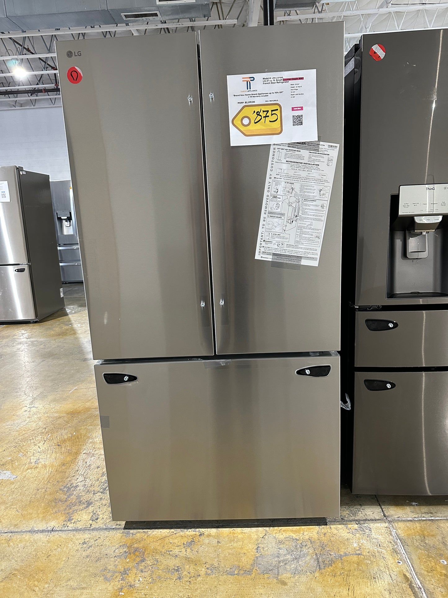 27 cu. ft. Smart Counter-Depth MAX French Door Refrigerator LG MODEL: LRFLC2706S REF13951S
