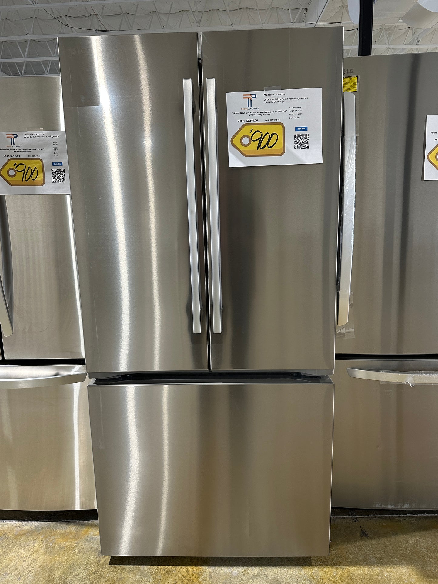 NEW LG STANDARD DEPTH FRENCH DOOR SMART REFRIGERATOR MODEL: LF25H62000S REF13954S
