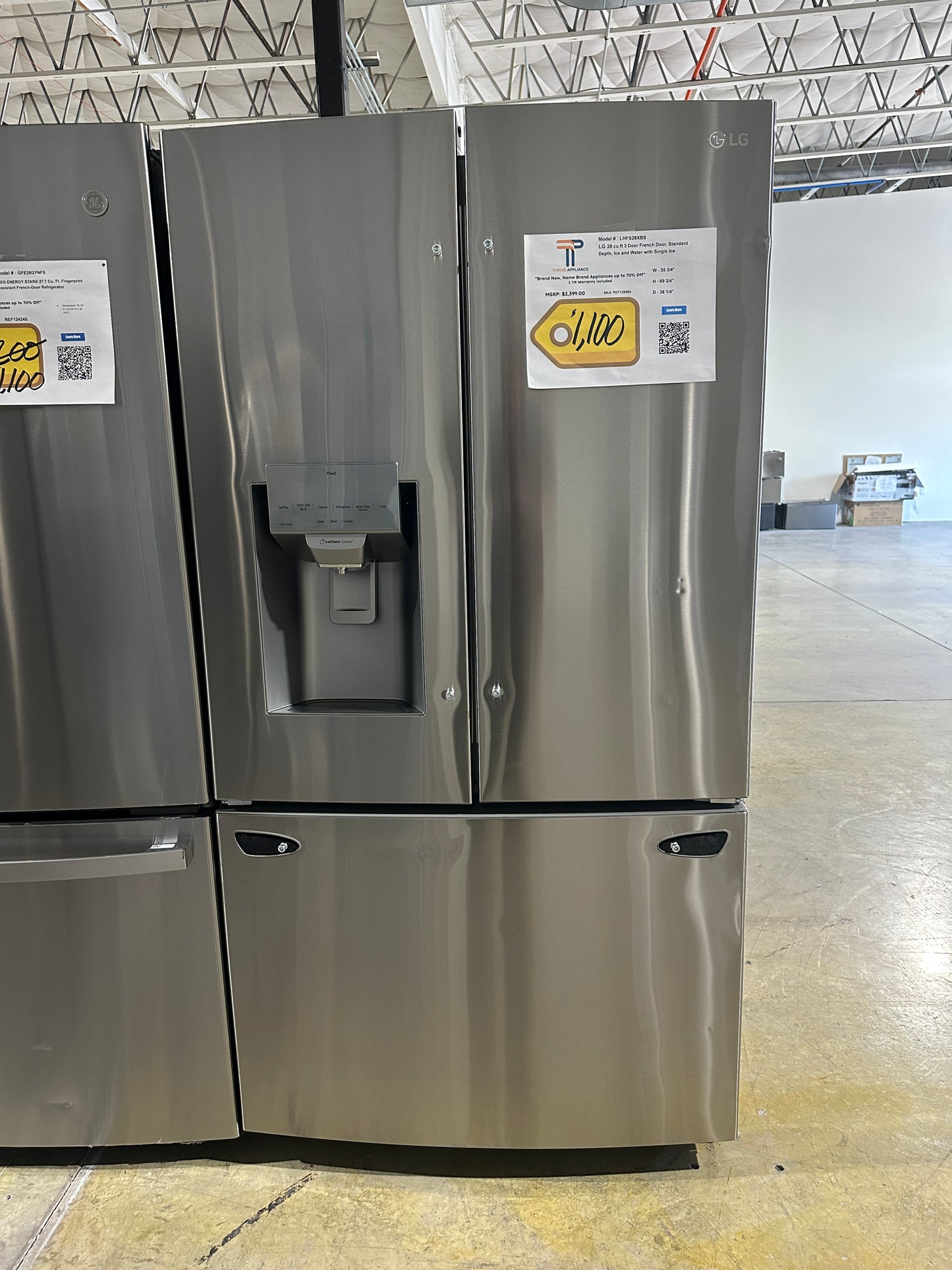 LG 3 Door French Door Standard Depth Refrigerator with Dual Ice Makers MODEL: LHFS28XBS REF13958S