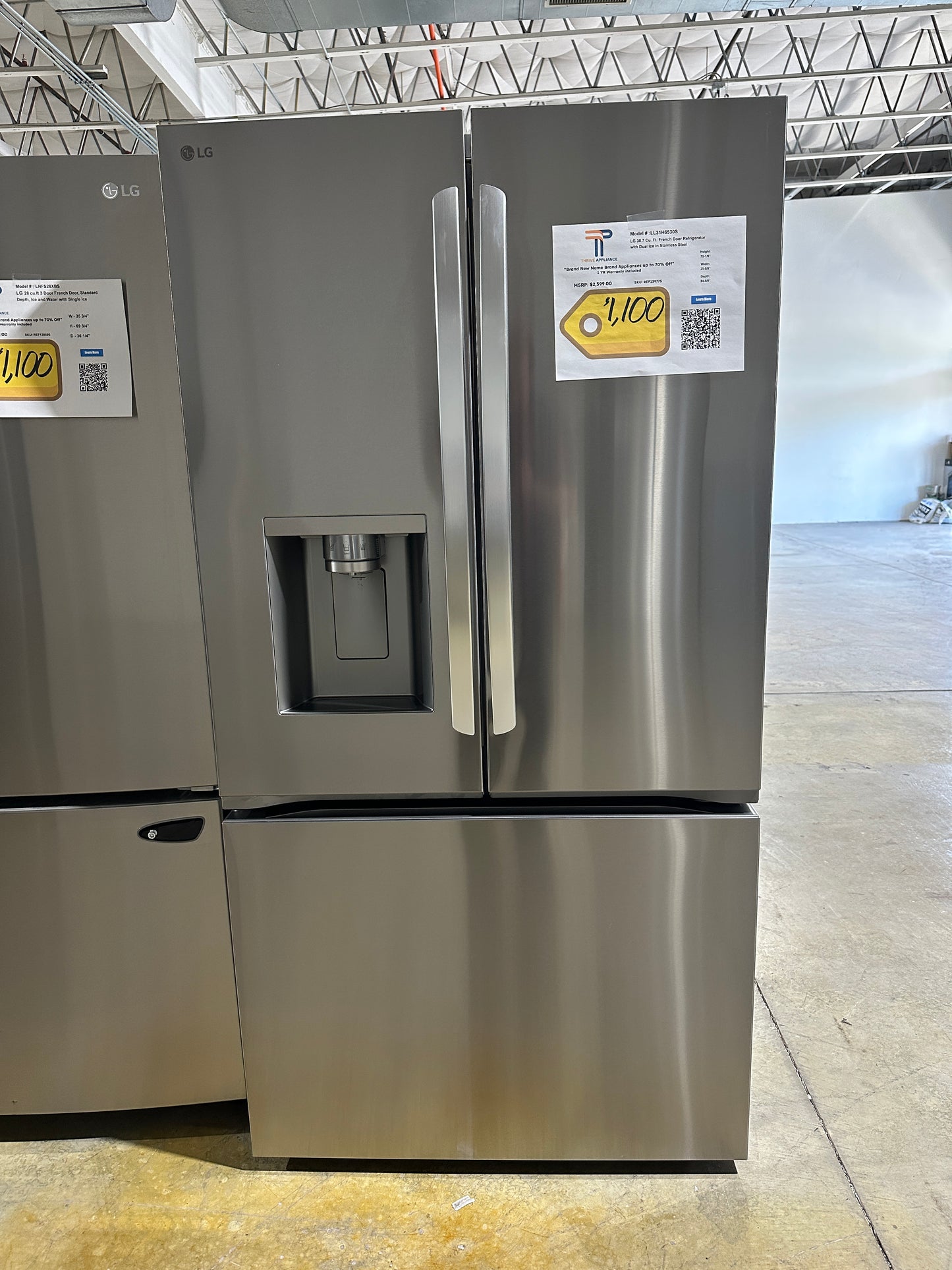 BRAND NEW CRAFT ICE MAKING LG REFRIGERATOR MODEL: LL31H6530S/00 REF13977S