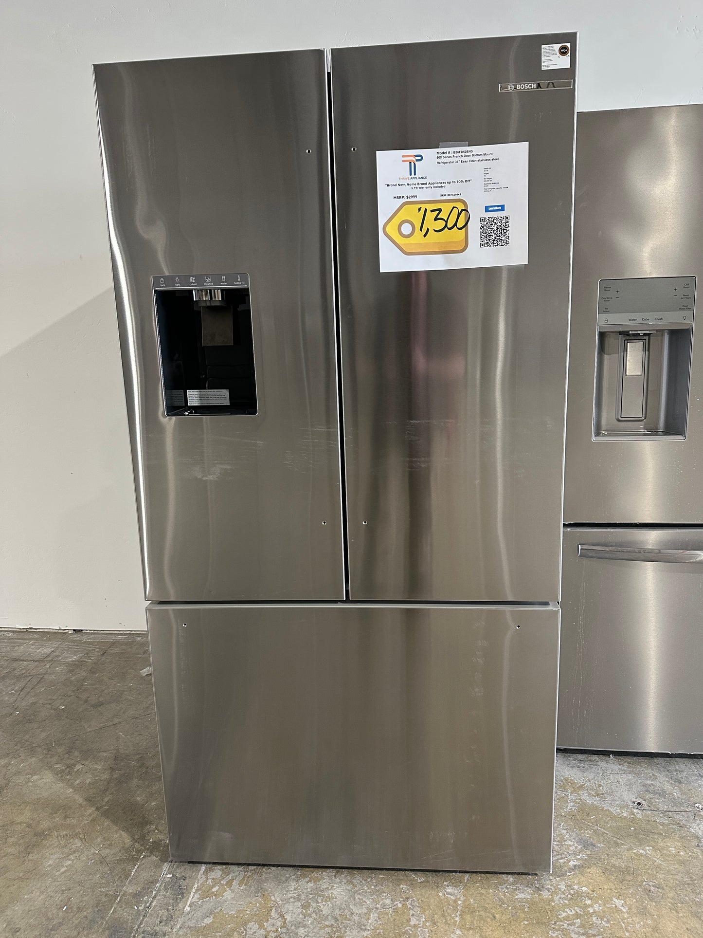 BRAND NEW BOSCH REFRIGERATOR with QUICK ICE PRO MODEL: B36FD50SNS/04 REF13984S