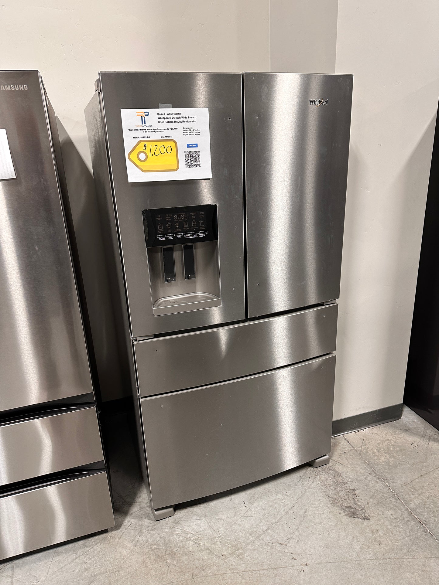 New Whirlpool - 24.5 Cu. Ft. French Door Refrigerator with Two-Tier Freezer Storage Model: WRMF3636RZ REF13627
