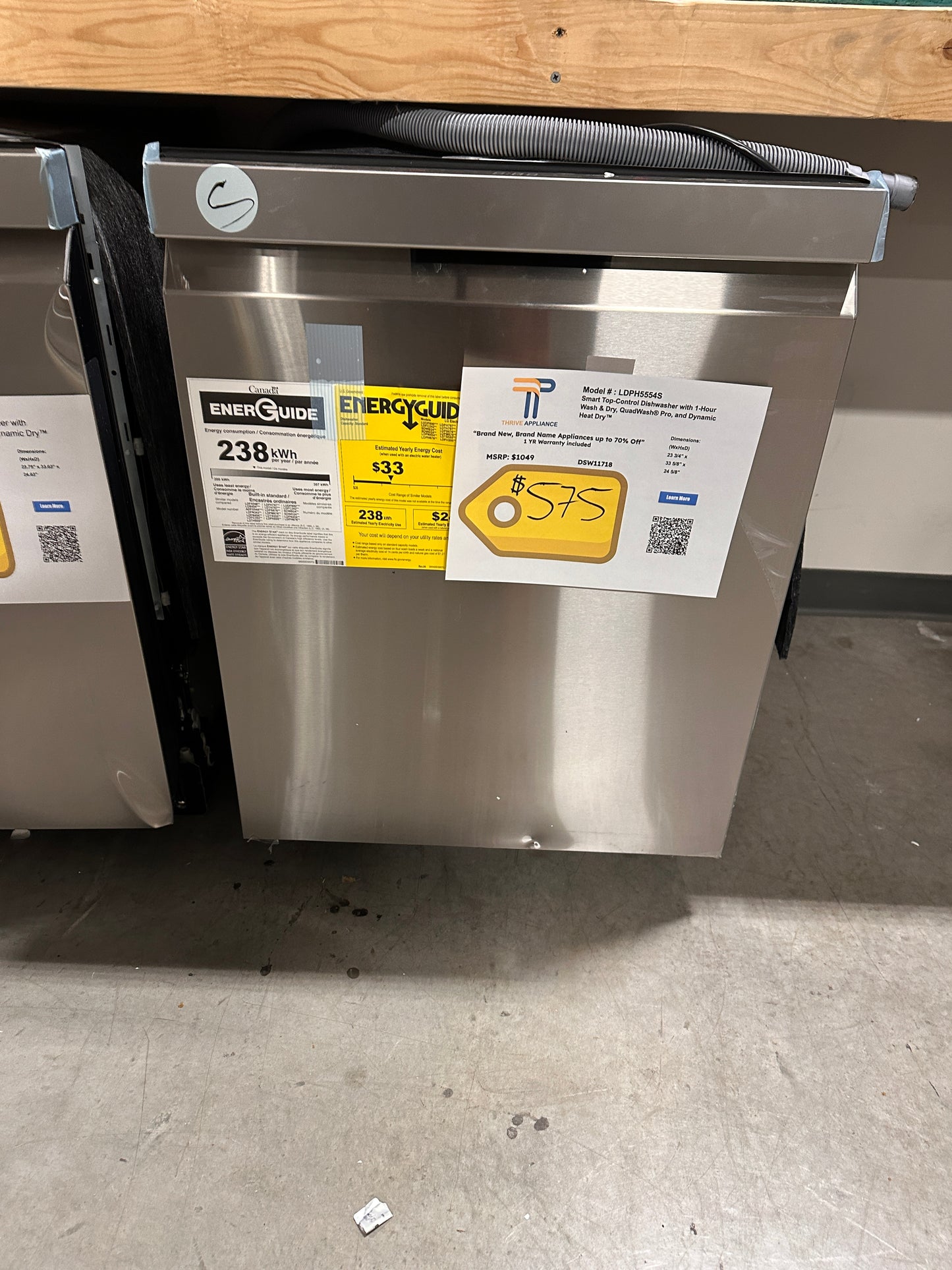 GREAT NEW LG STAINLESS STEEL TUB DISHWASHER Model: LDPH5554S DSW11718