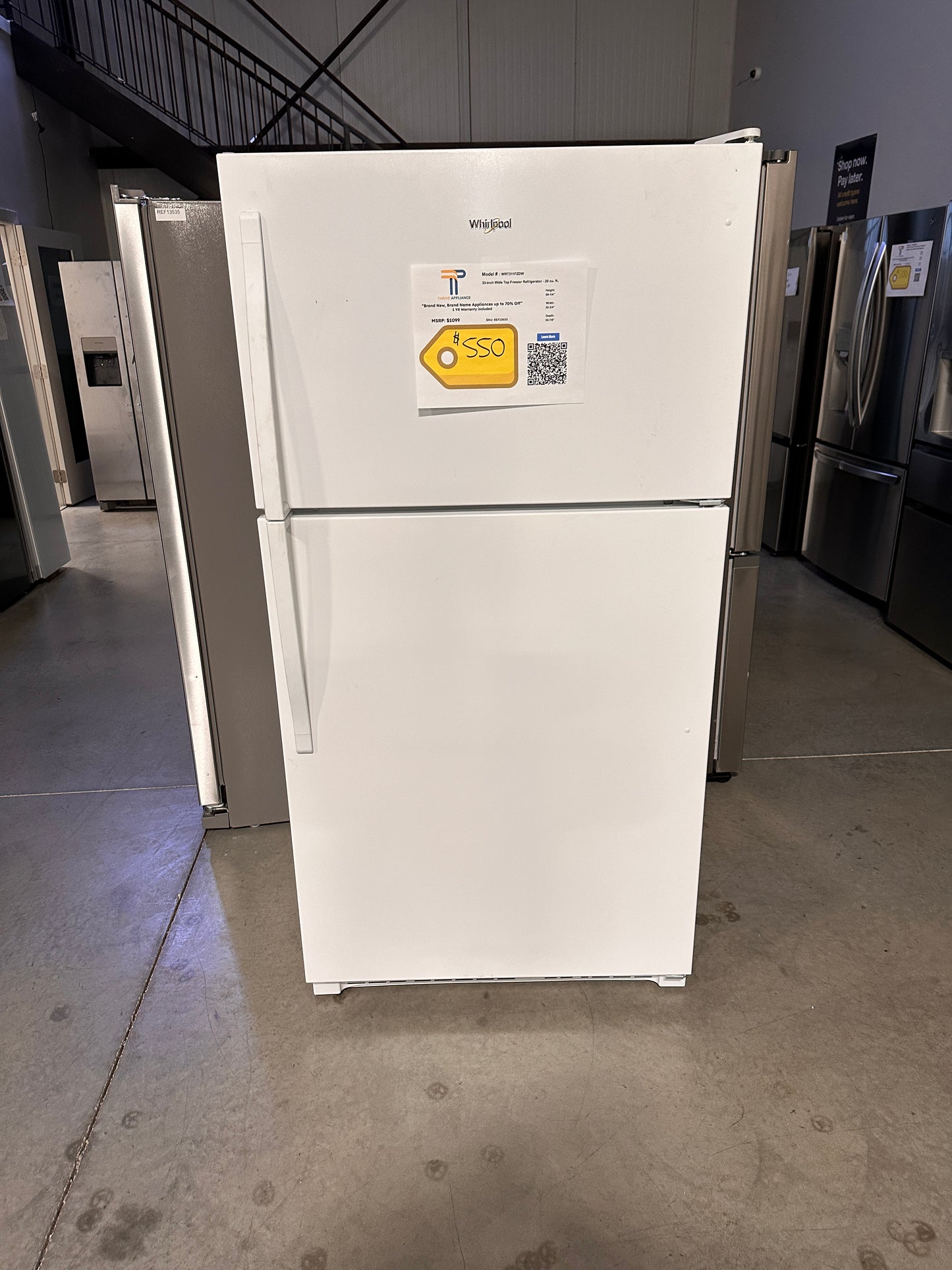 NEW Whirlpool - 20.5 Cu. Ft. Top-Freezer Refrigerator - White Model: WRT311FZDW WAS13633
