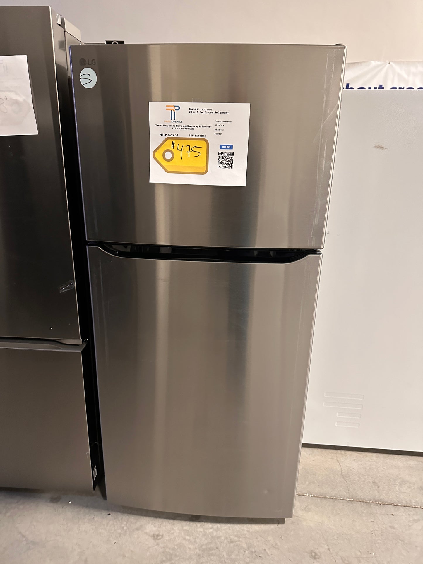 GREAT NEW LG TOP FREEZER REFRIGERATOR Model: LTCS20020S REF13653