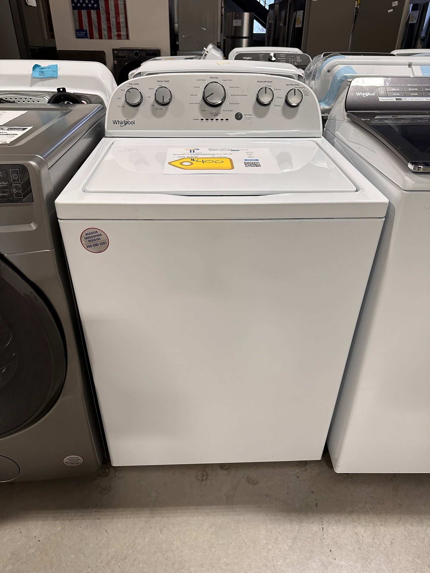 LOWEST PRICE! Whirlpool 3.5 cu. ft. Top Load Washer MODEL: WTW4816FW WAS13714