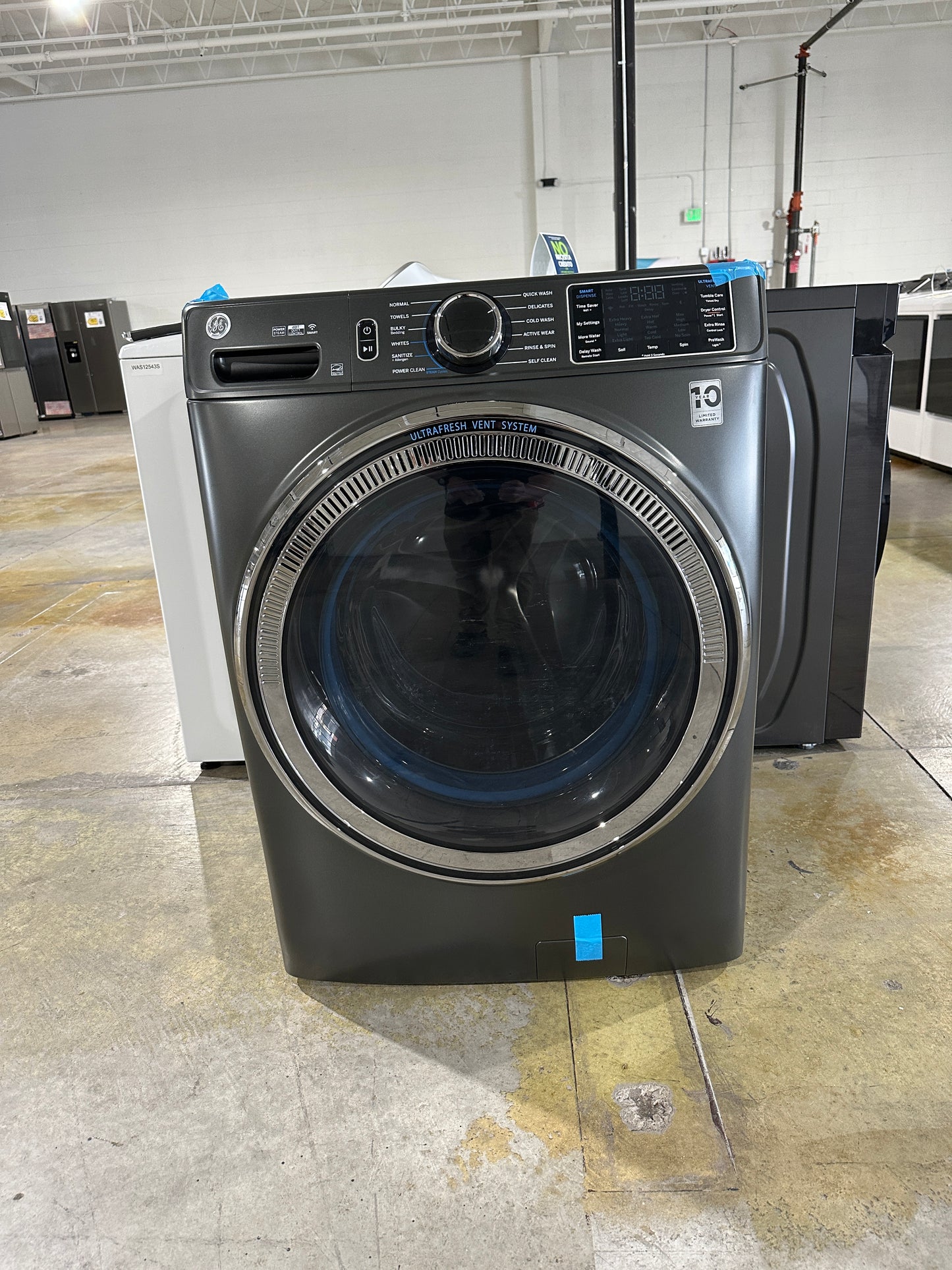 GE - Stackable Smart Front Load Washer with Steam and SmartDispense MODEL: GFW6555PVOOS WAS12585S