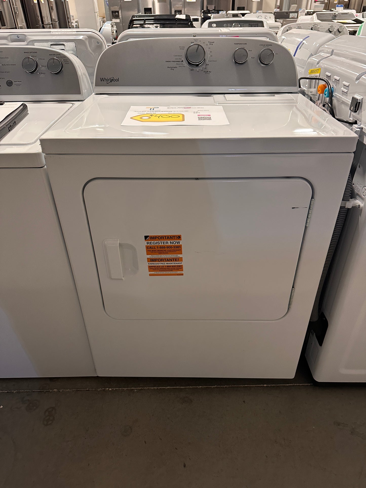 LOW PRICE! Whirlpool 7.0 cu. ft. Electric Dryer MODEL: WED4815EW DRY12910