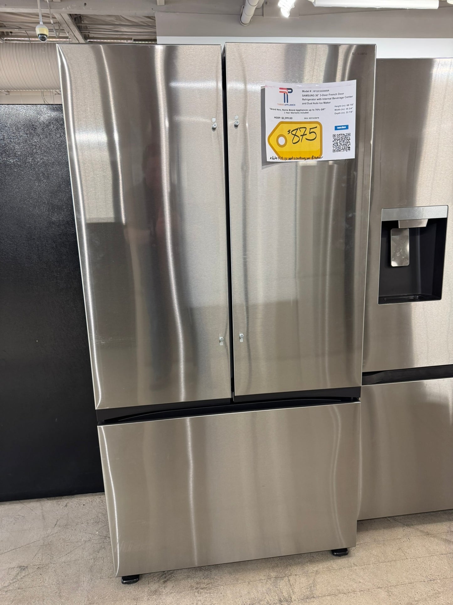 SAMSUNG SMART STANDARD DEPTH MEGA CAPACITY REFRIGERATOR MODEL: RF32CG5300SR REF10387R