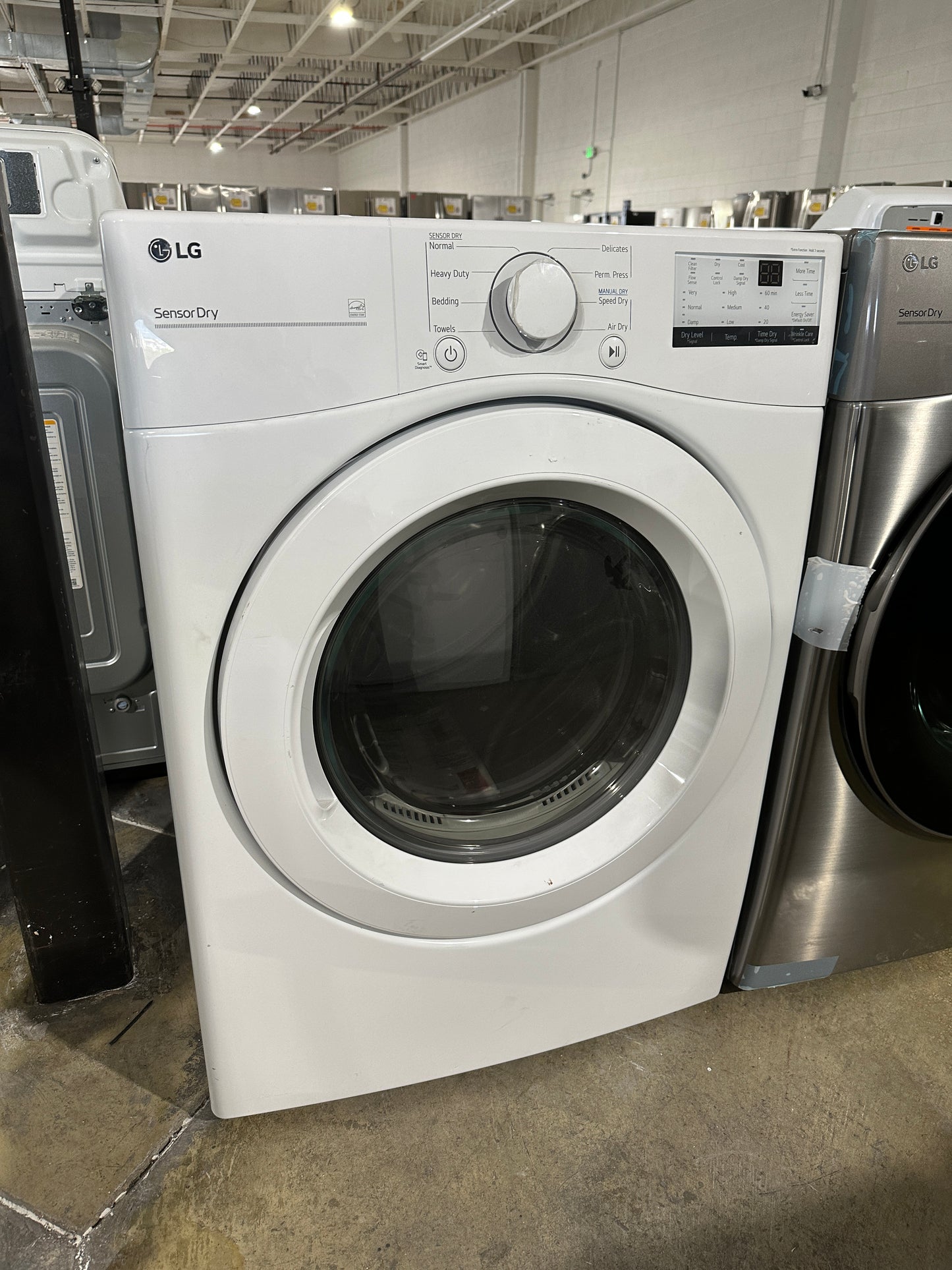 LG - 7.4 Cu. Ft. Stackable Electric Dryer with FlowSense - Model:DLE3400W DRY11197S