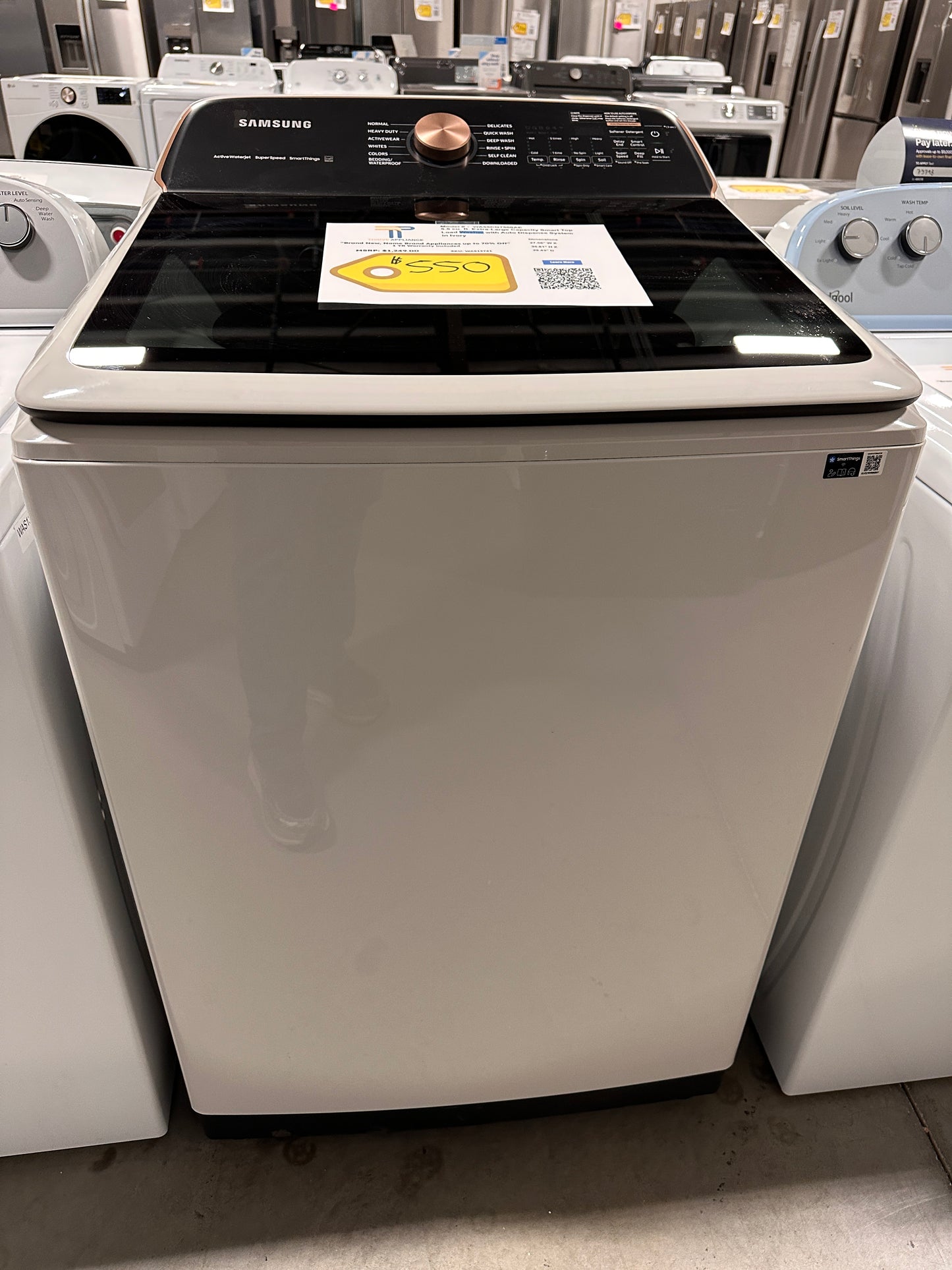 GREAT NEW SAMSUNG TOP LOAD WASHER WITH AUTO DISPENSE SYSTEM MODEL: WA55CG7500AE WAS13741