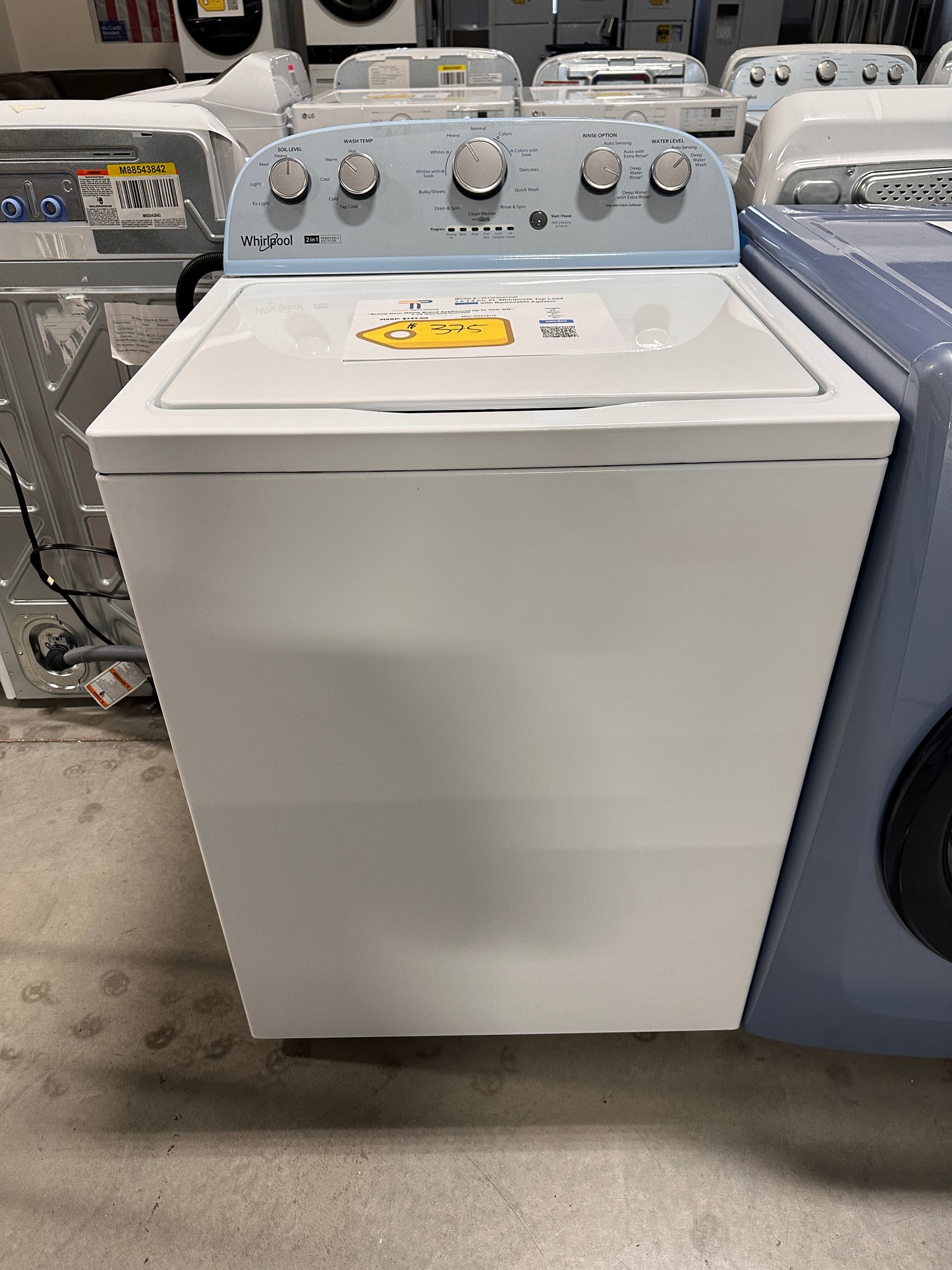 NEW TOP LOAD WASHER WITH REMOVABLE AGITATOR MODEL: WTW4957PW WAS13775