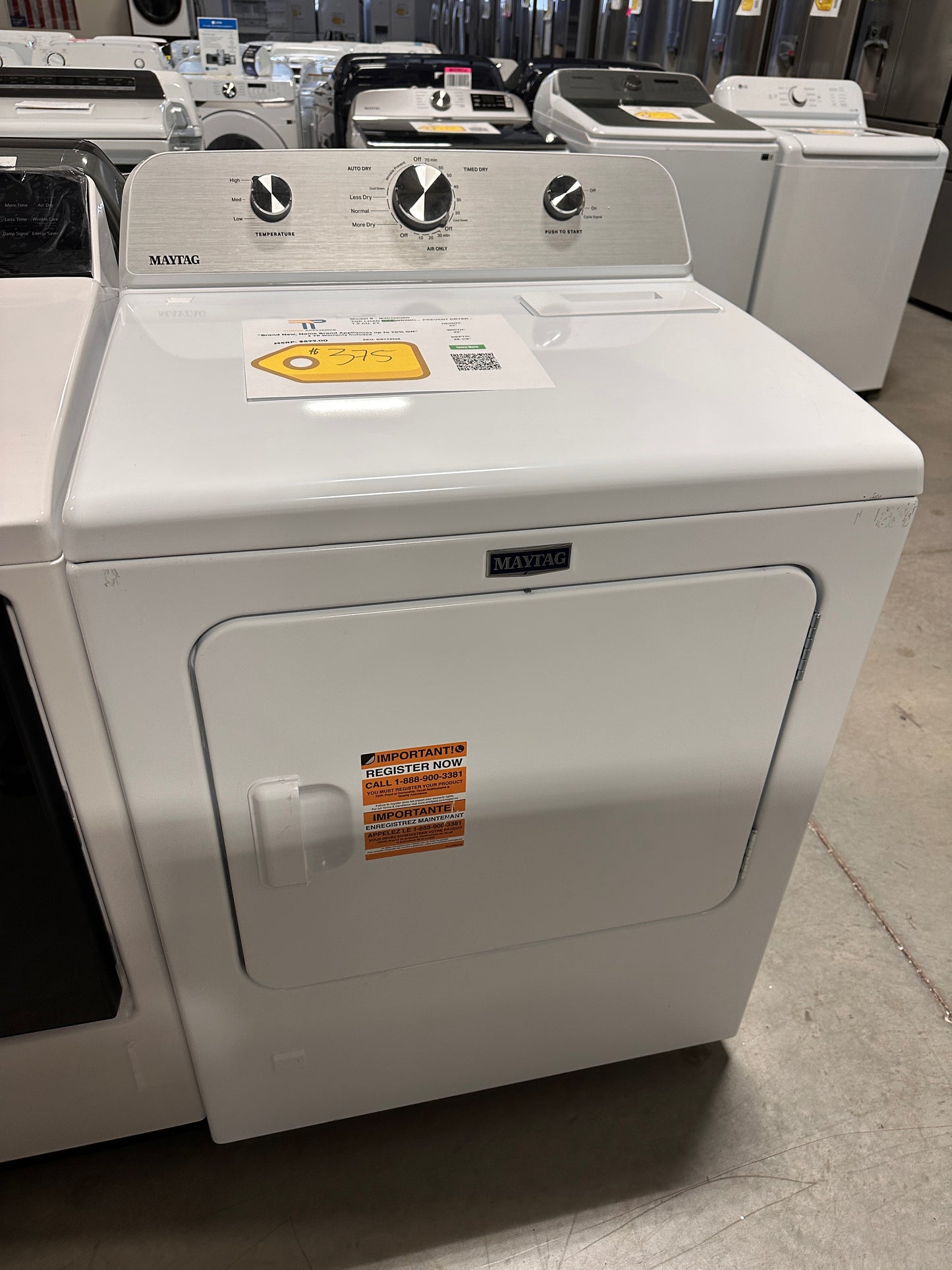 NEW! Maytag Top Load Gas Wrinkle Prevent Dryer MODEL: MGD4500MW DRY12968