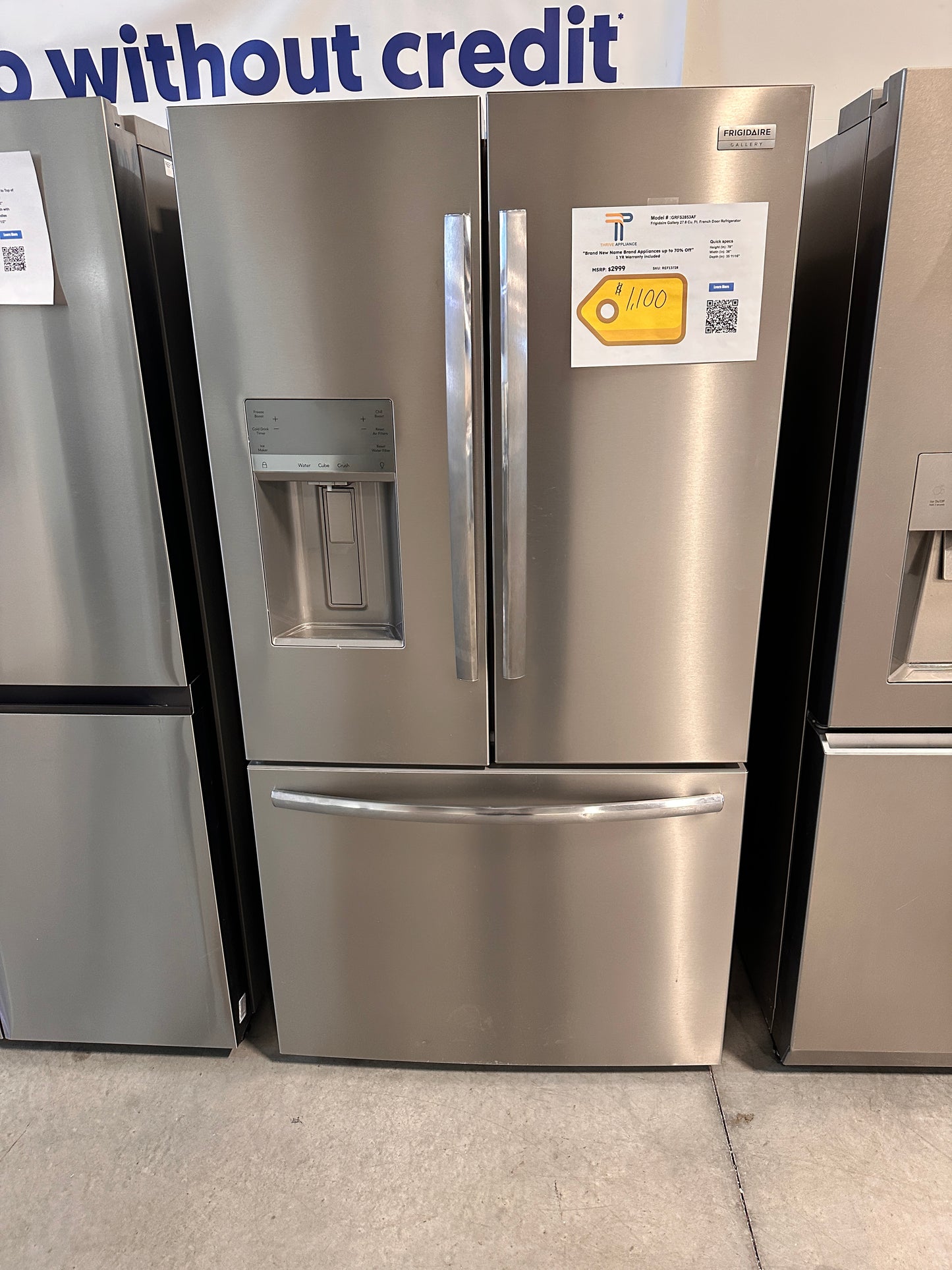 GREAT NEW FRIGIDAIRE GALLERY FRENCH DOOR REFRIGERATOR MODEL: GRFS2853AF REF13728