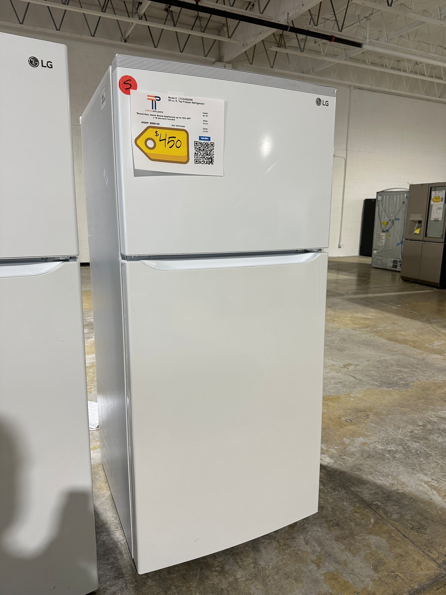 NEW TOP FREEZER LG REFRIGERATOR Model:LTCS20020W REF12122S
