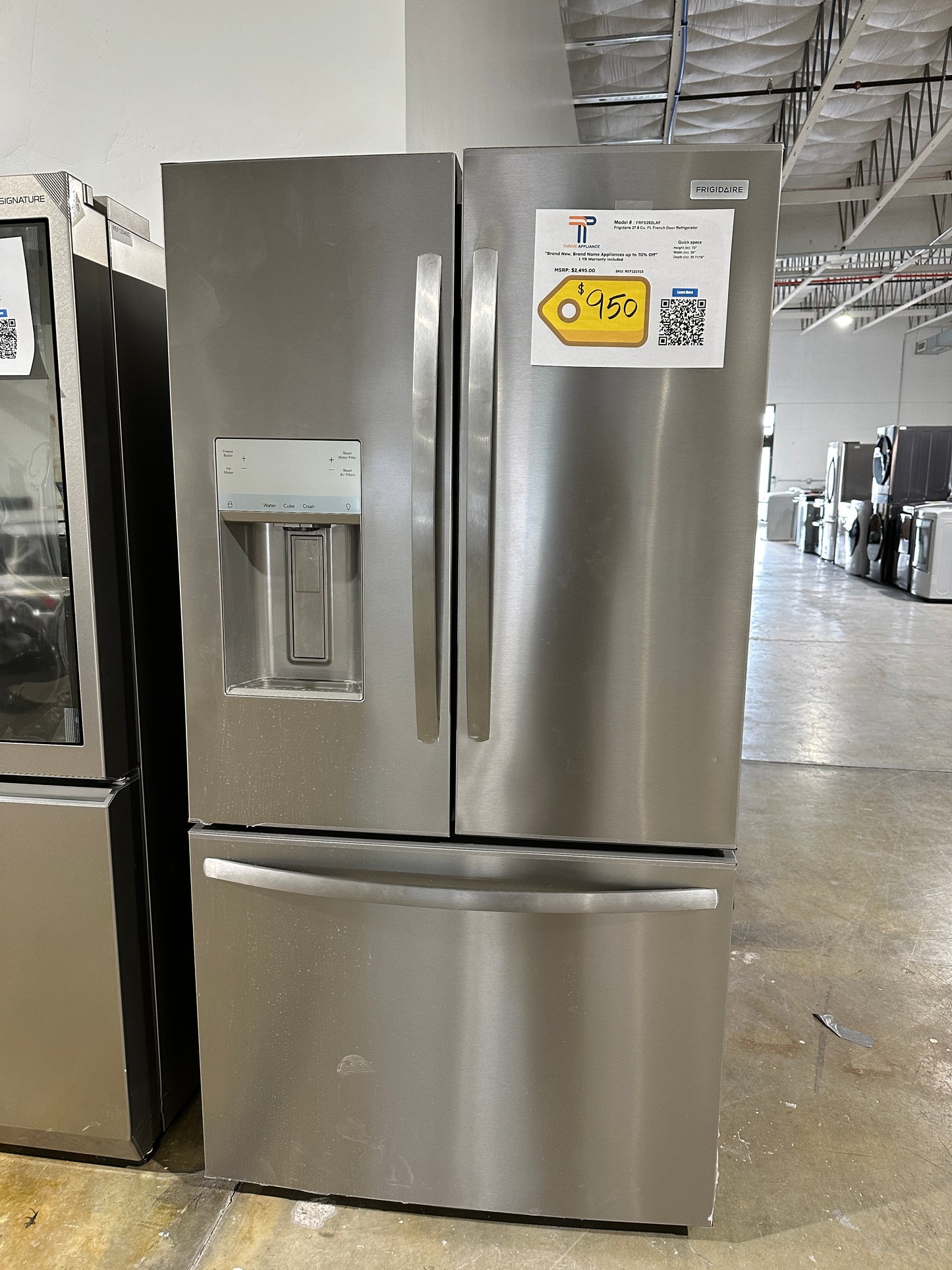 GREAT NEW FRIGIDAIRE FRENCH DOOR REFRIGERATOR Model FRFS282LAF REF12151S