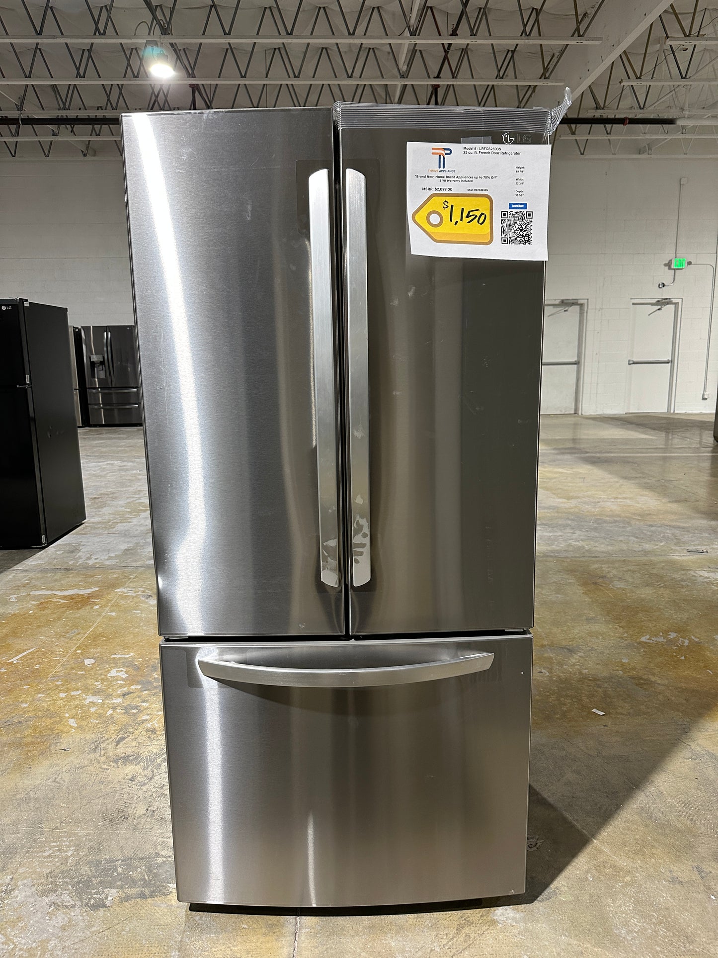 LG - 25.1 Cu. Ft. French Door Refrigerator with Ice Maker - Model:LRFCS25D3S REF12135S