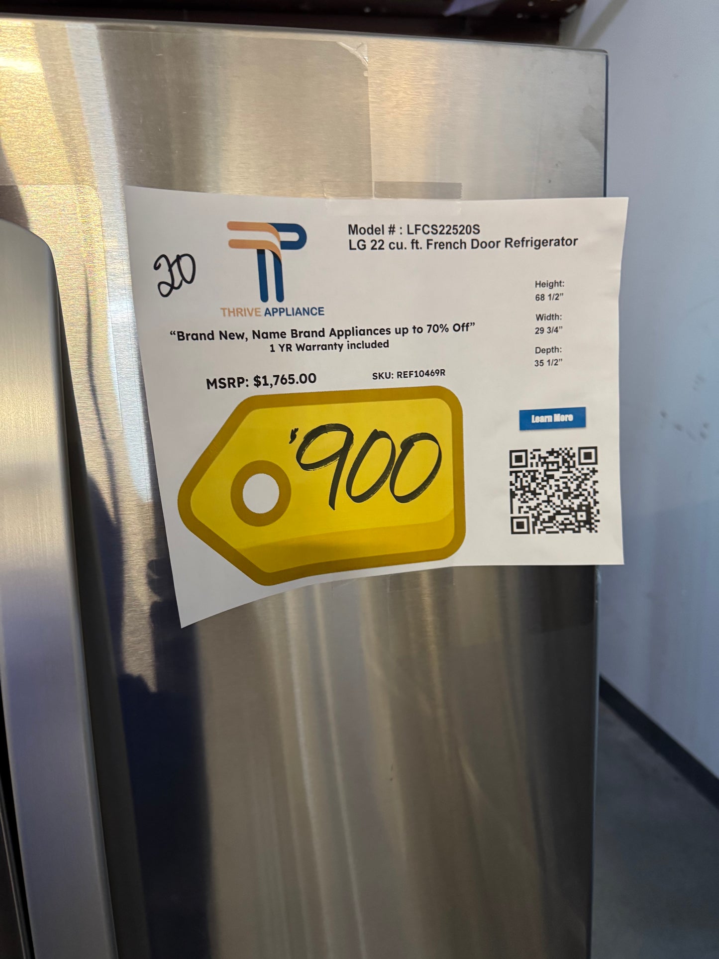 LG 22 cu. ft. French Door Refrigerator MODEL: LFCS22520S SKU: REF10469R