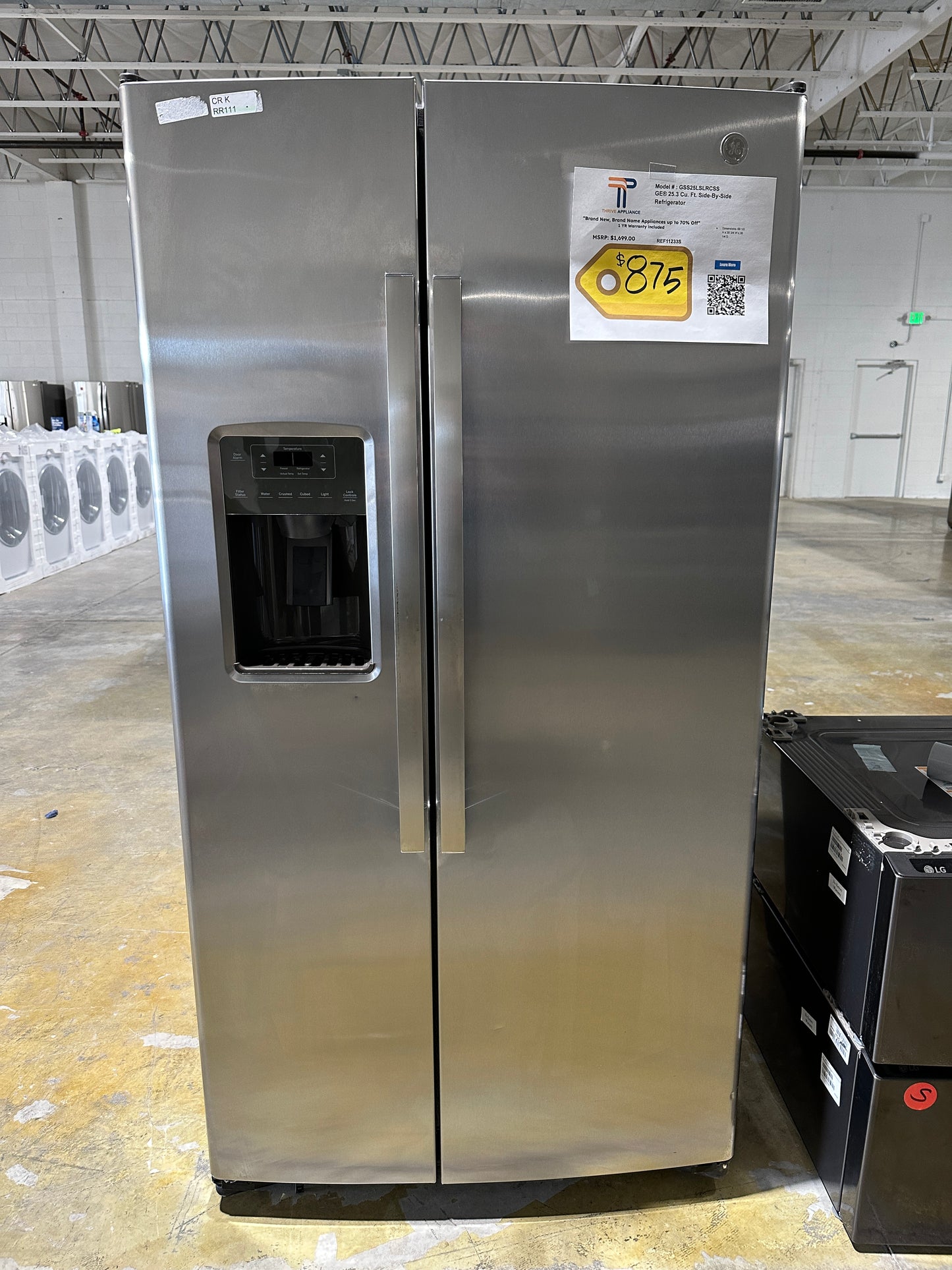 NEW GE SIDE-BY-SIDE 25.1 CU FT REFRIGERATOR Model:GSS25IYNFS REF11233S