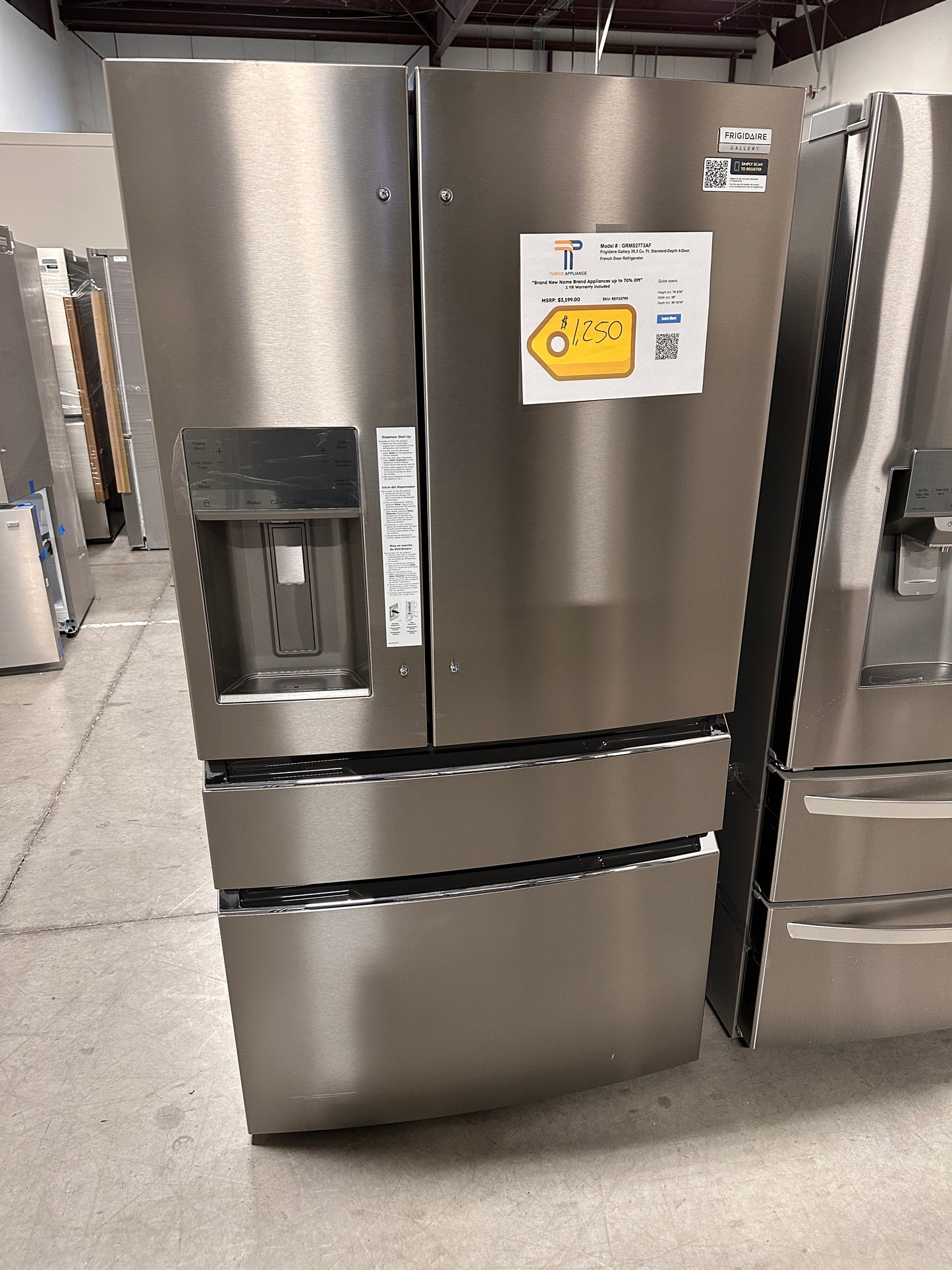 NEW! Frigidaire Gallery 26.3 Cu. Ft. 4-Door French Door Refrigerator MODEL: GRMS2773AF REF13790