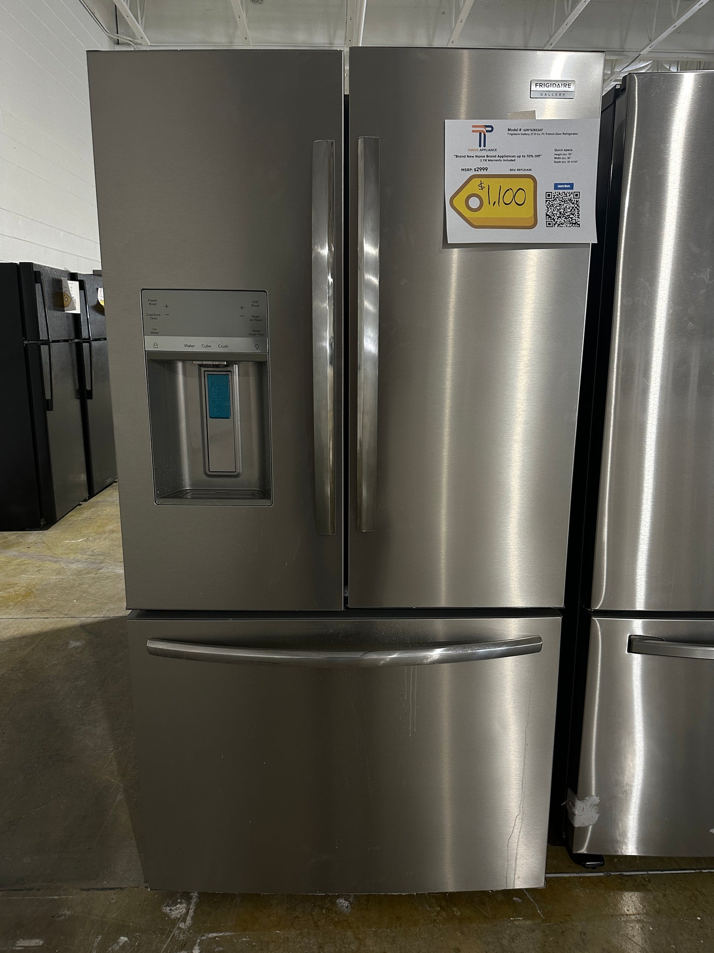 GREAT FRIGIDAIRE GALLERY FRENCH DOOR REFRIGERATOR Model:GRFS2853AF REF12142S