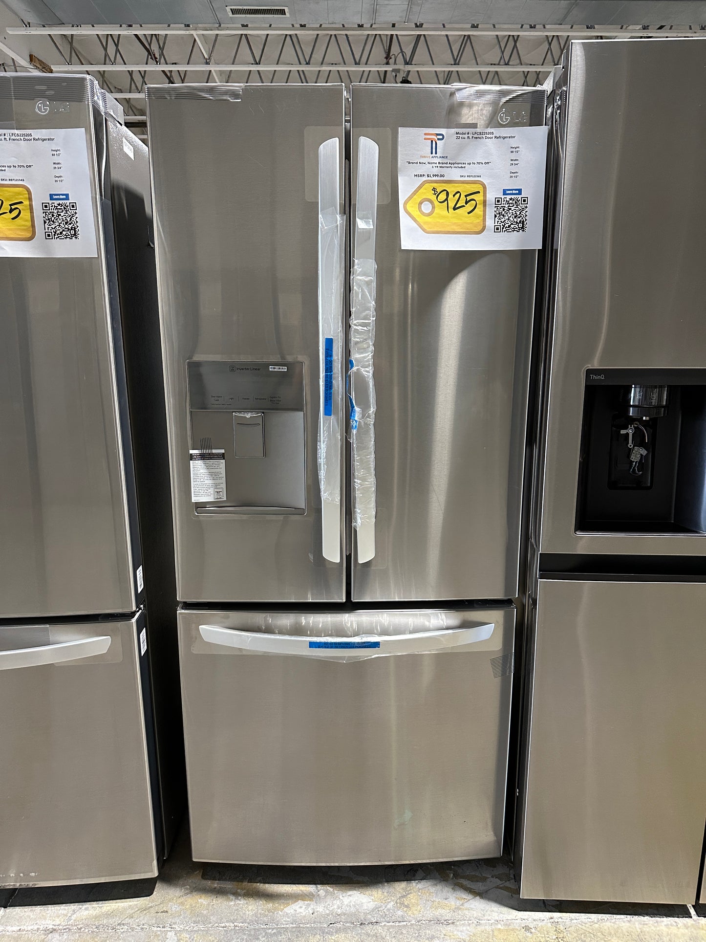 LG - 21.8 Cu. Ft. French Door Refrigerator with Smart Cooling System - Model:LFCS22520S REF12156S