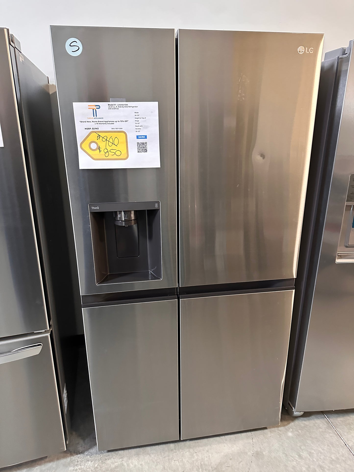 LG - 27.2 Cu. Ft. Side-by-Side Refrigerator - Stainless Steel MODEL: LHSXS2706S REF13580
