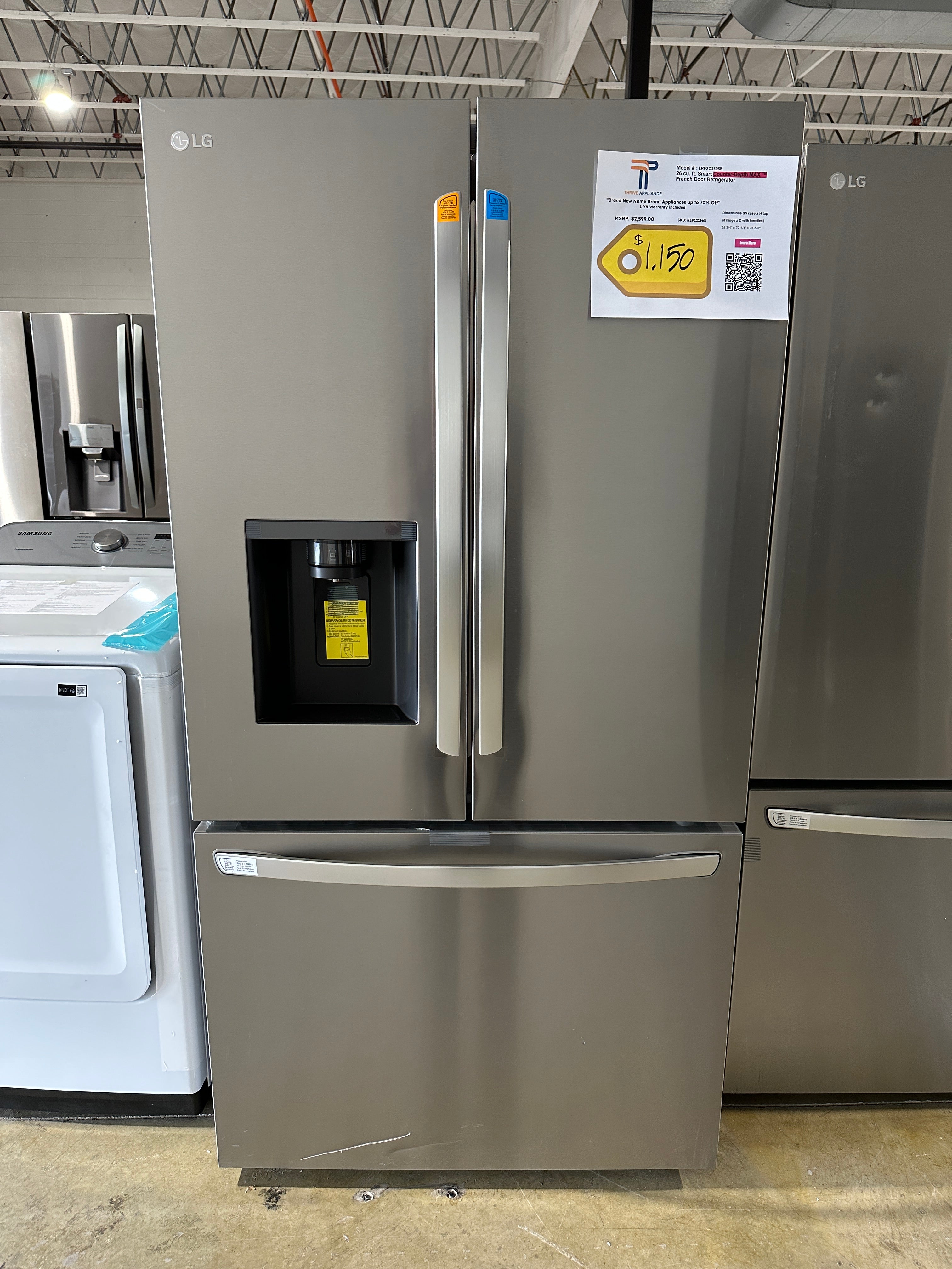 GREAT LG COUNTER DEPTH REFRIGERATOR with DUAL ICE ModelLRFXC2606S REF