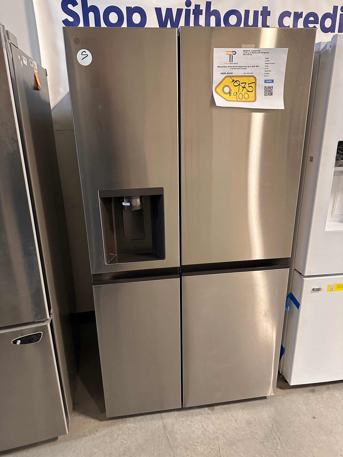 Beautiful Brand New LG Side-by-Side Refrigerator with Craft Ice Model: LHSXS2706S REF13640
