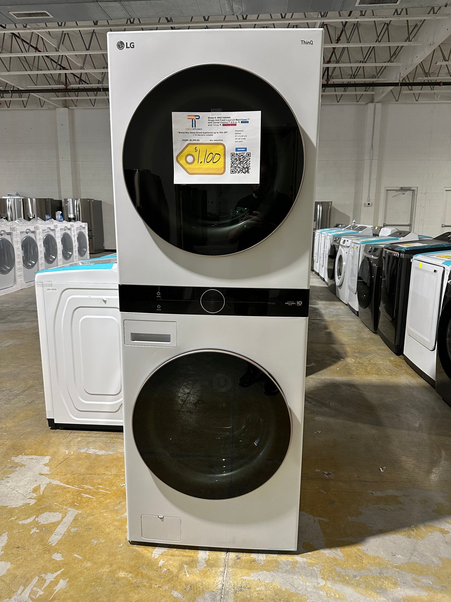 NEW LG ELECTRIC DRYER WASHTOWER Model:WKE100HWA WAS11910S