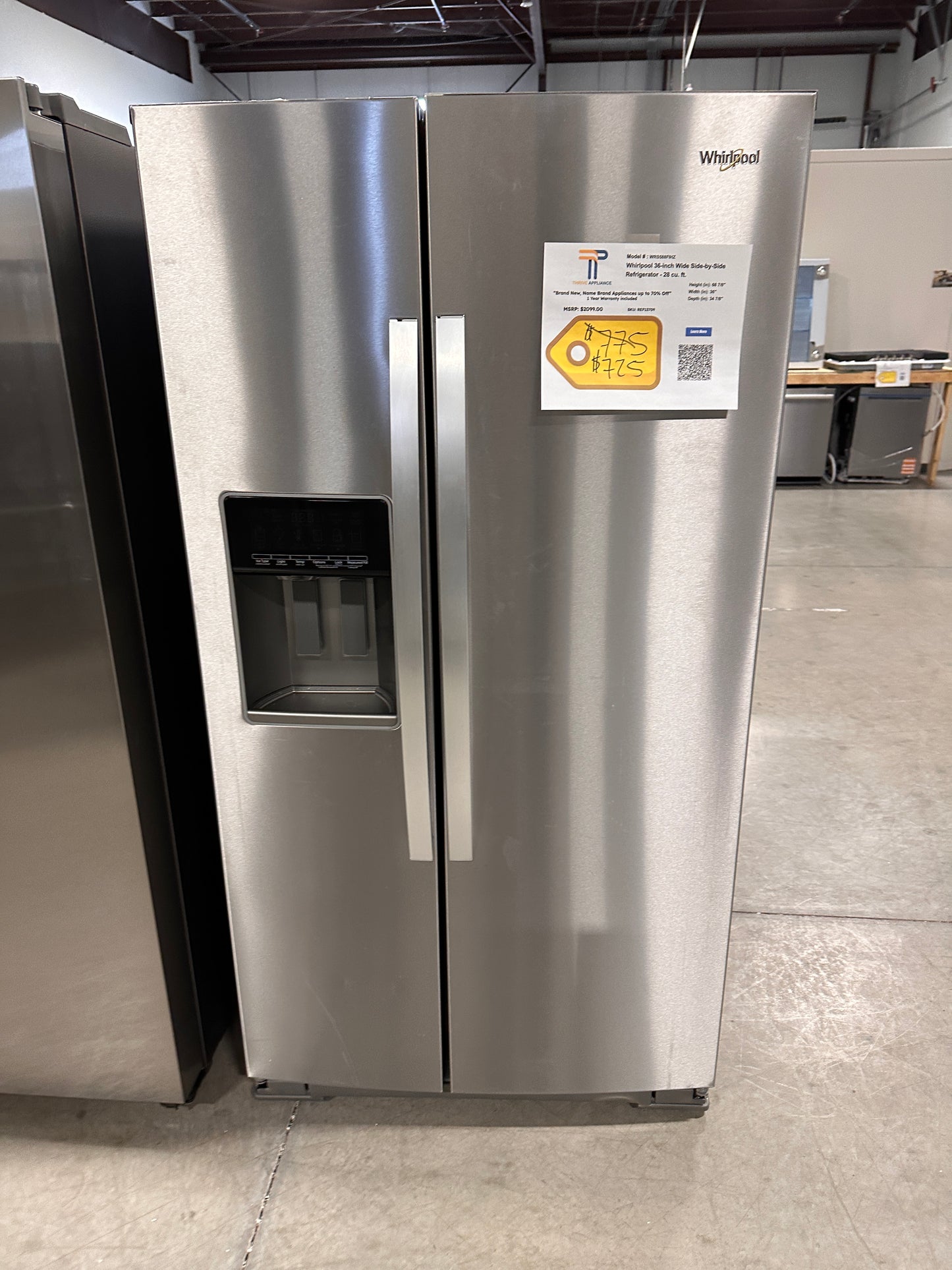 GREAT NEW WHIRLPOOL SIDE-BY-SIDE REFRIGERATOR MODEL: WRS588FIHZ REF13709