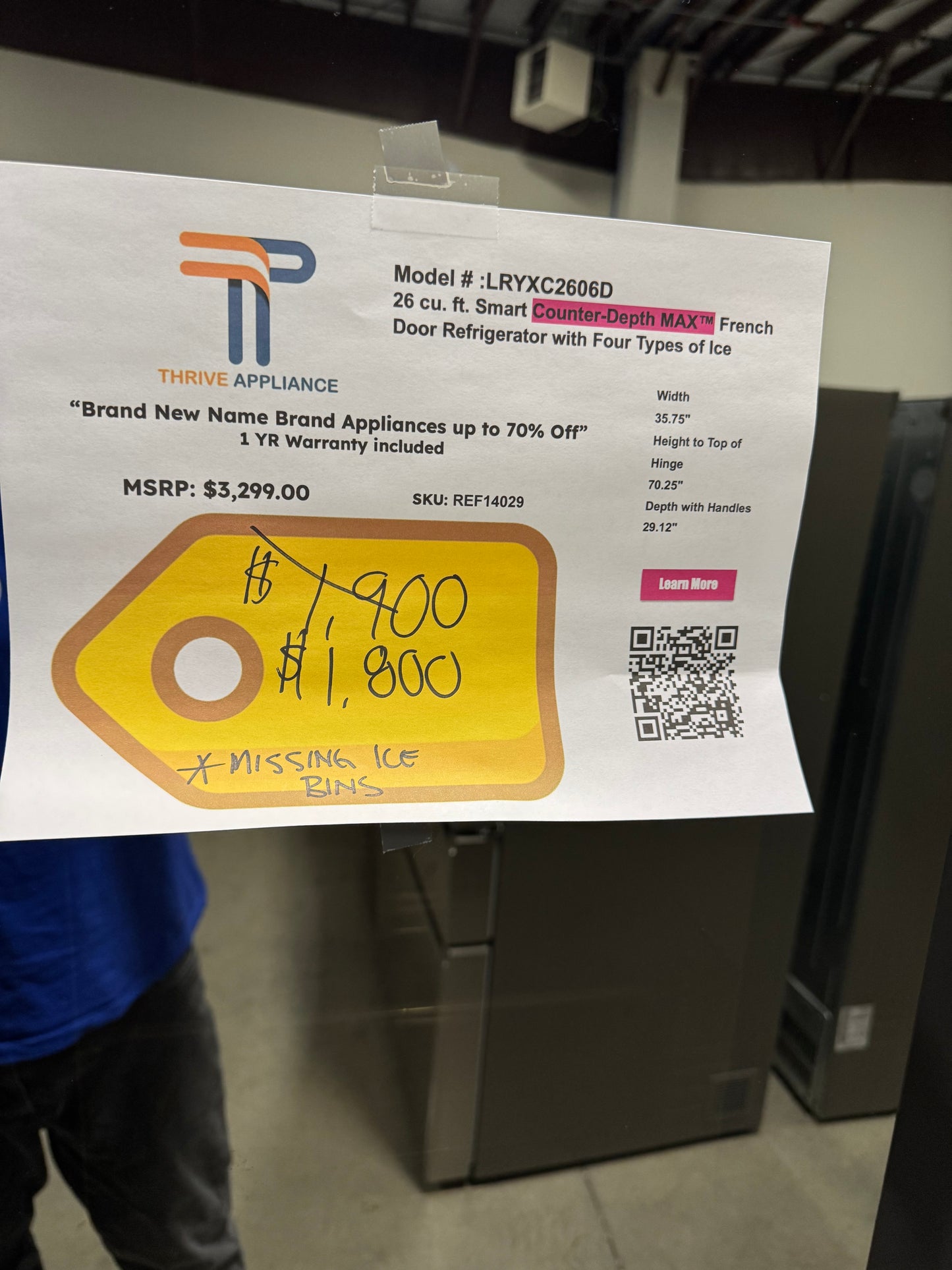 LG 26 cu. ft. Smart Counter-Depth MAX French Door Refrigerator with Four Types of Ice MODEL: LRYXC2606D SKU: REF14029