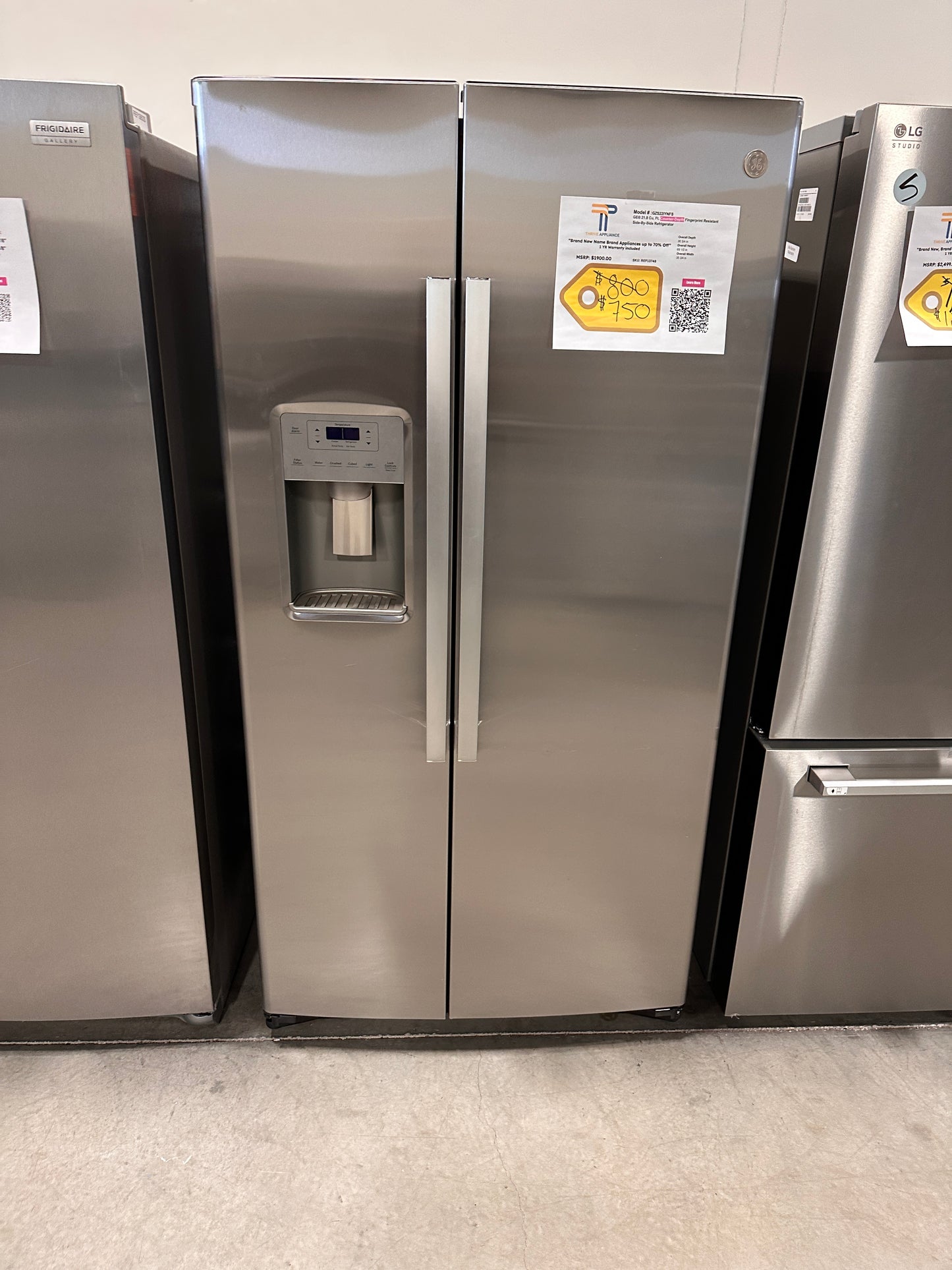 GREAT NEW GE COUNTER DEPTH SIDE-BY-SIDE REFRIGERATOR MODEL: GZS22IYNFS REF13748