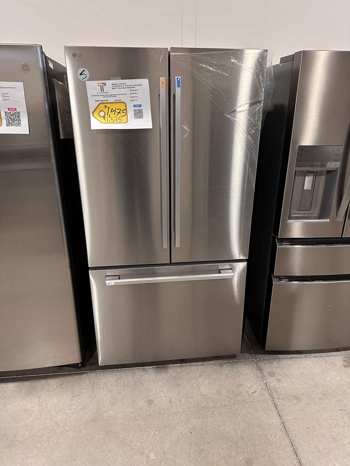 LG Studio 27 Cu. Ft. Smart Counter-Depth Max French Door Refrigerator Model: SRFB27S3 REF13641