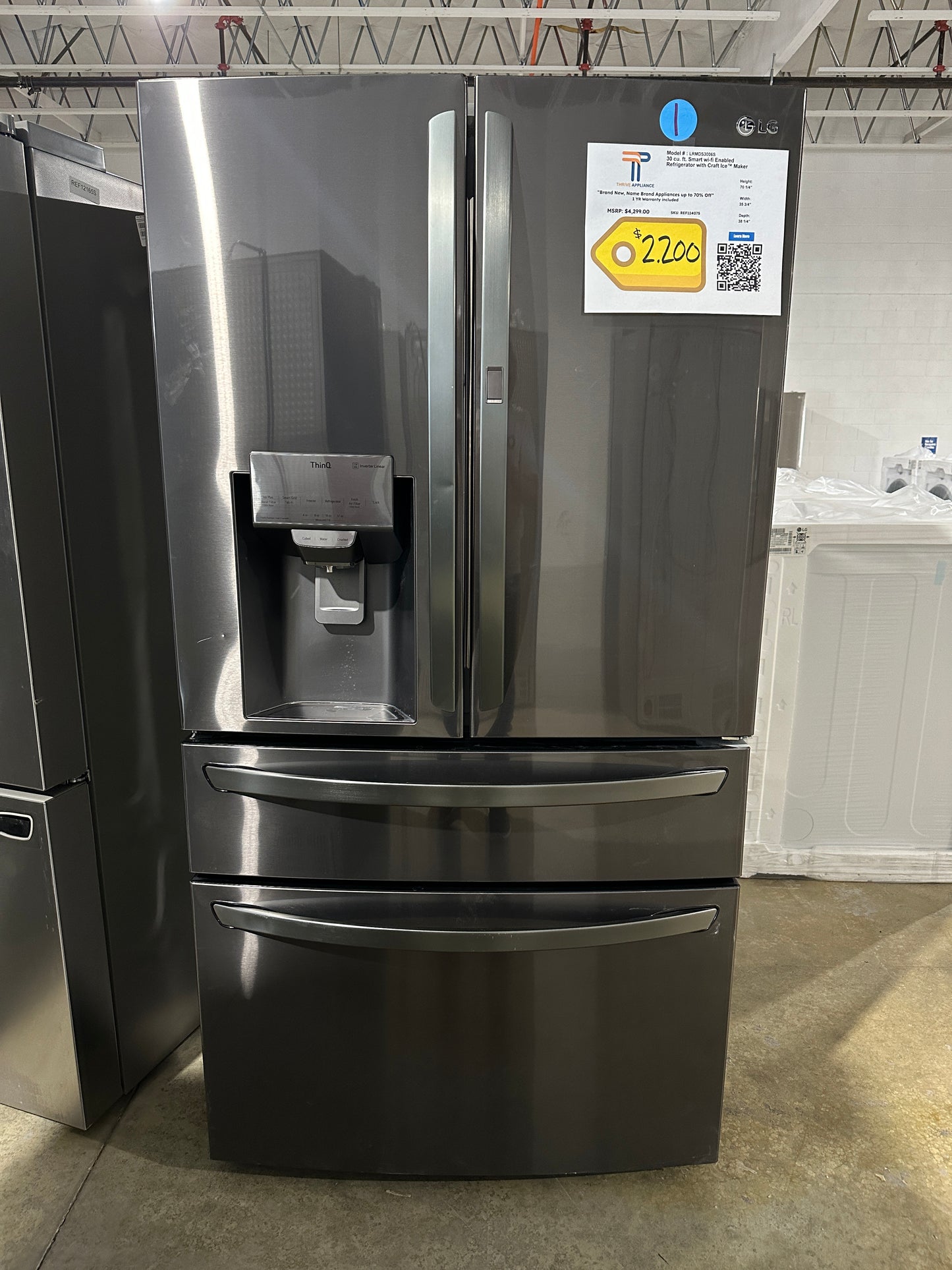 GREAT NEW LG 4-DOOR FRENCH DOOR REFRIGERATOR Model:LRMDS3006S REF11407S