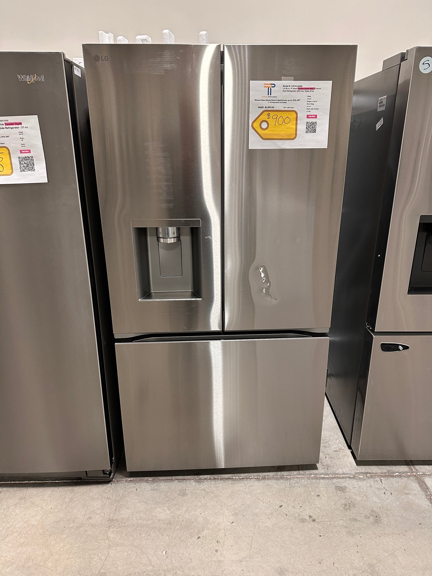 26 Cu. Ft. Smart Counter-Depth MAX French Door Refrigerator with Four Types of Ice LG Model: LRYXC2606S REF13620