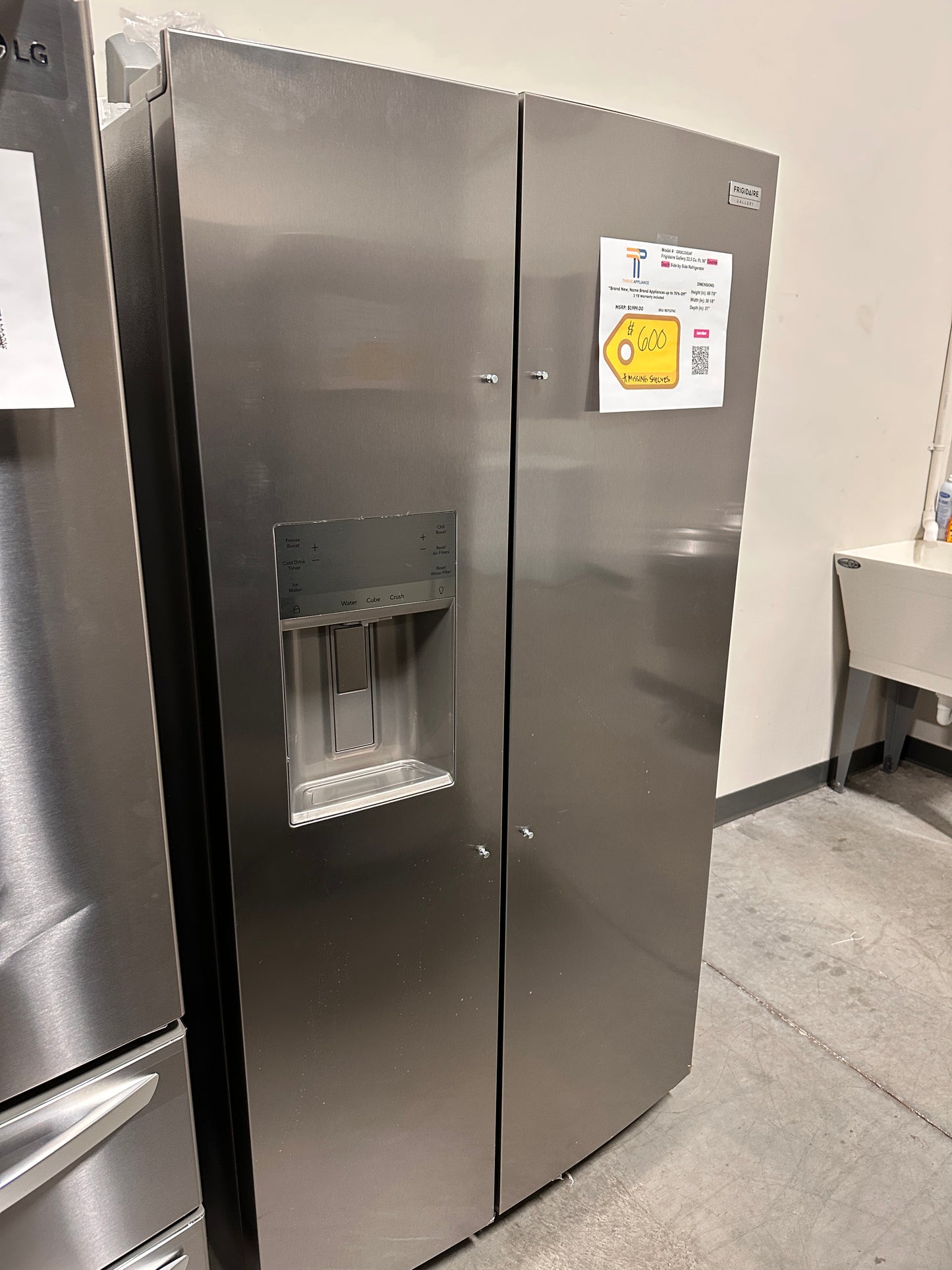 GREAT NEW FRIGIDAIRE GALLERY SIDE BY SIDE REFRIGERATOR MODEL: GRSC2352AF REF13762