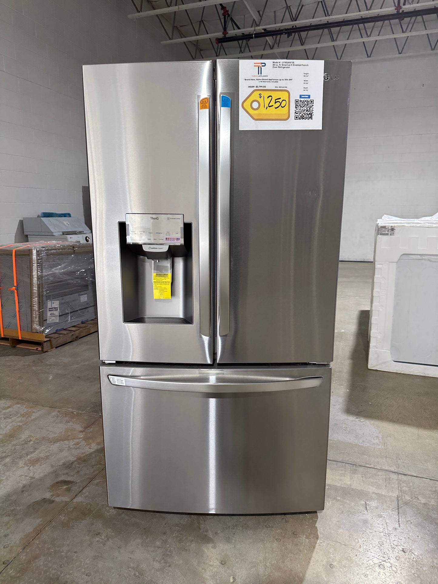 GORGEOUS NEW LG STAINLESS STEEL REFRIGERATOR Model:LFXS26973S REF12170S