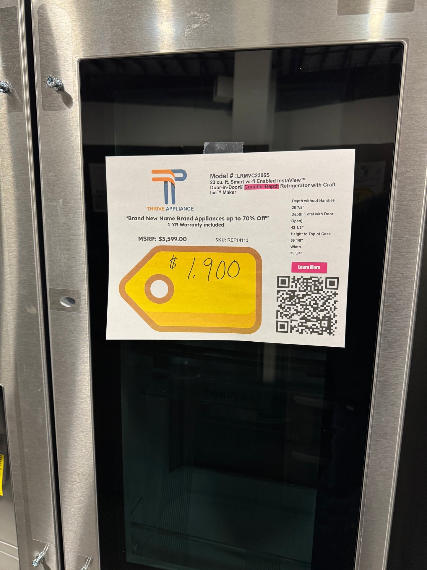 LG 23 cu. ft. Smart Wi-Fi Enabled InstaView® Door-in-Door® Counter-Depth Refrigerator with Craft Ice™ Maker MODEL: LRMVC2306S SKU: REF14113