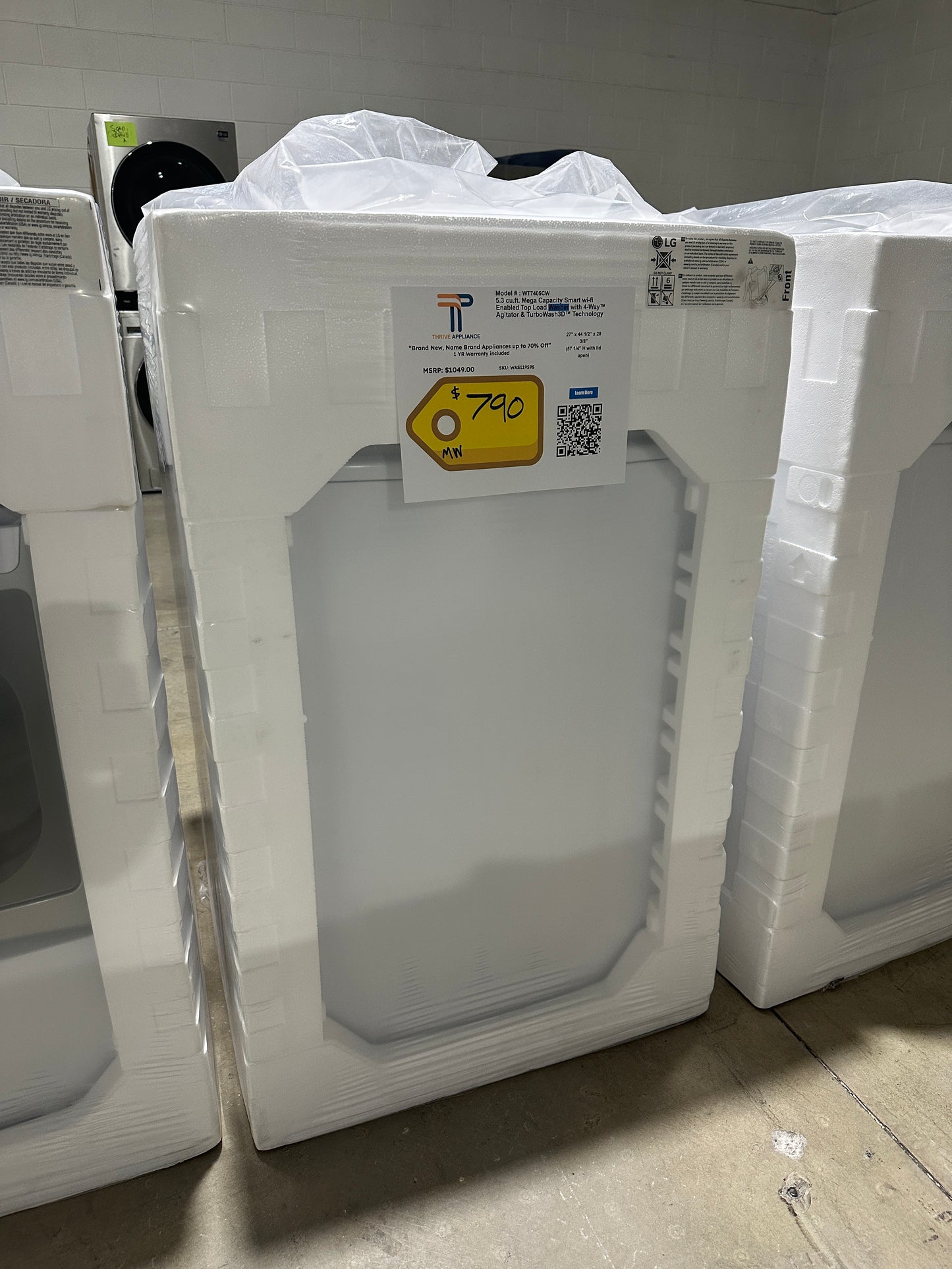 NEW TOP LOAD WASHER WITH FULL MANUFACTURER WARRANTY Model:WT7405CW WAS11959S