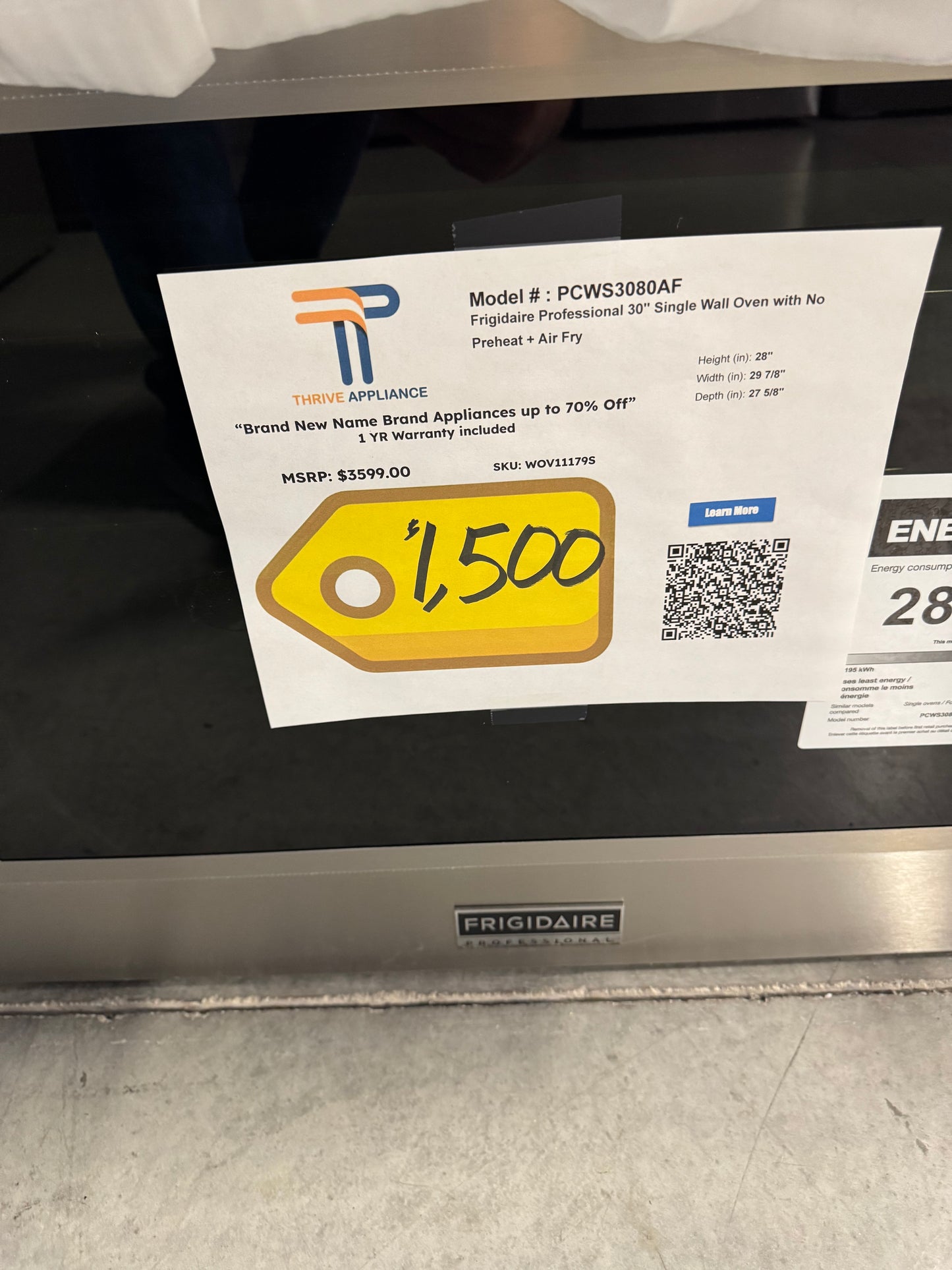 Frigidaire Professional 30 in. Single Electric Wall Oven with True Convection and Air Fry in Stainless Steel MODEL: PCWS3080AF SKU: WOV11179S