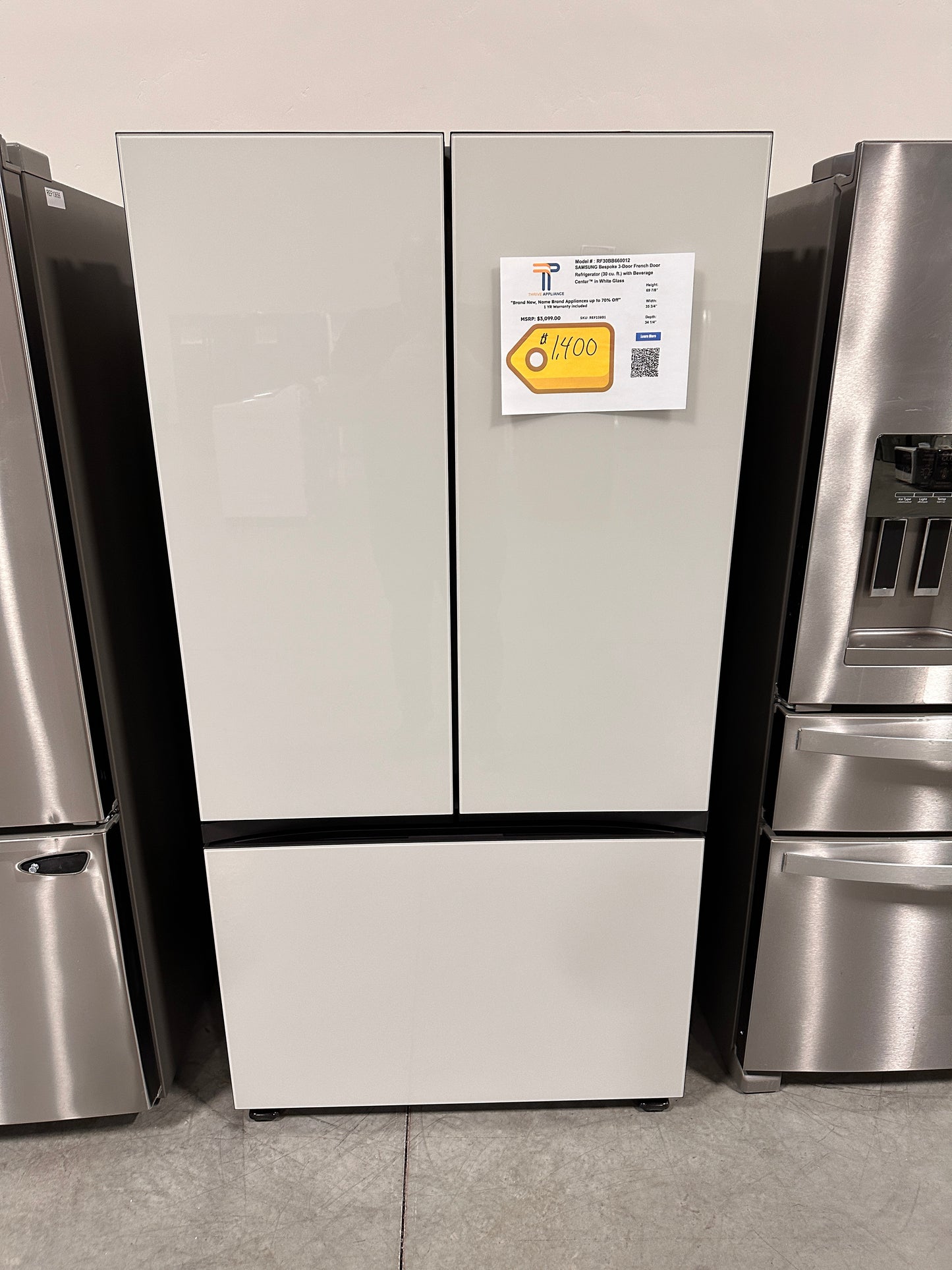 Samsung Bespoke 3-Door French Door Refrigerator with Beverage Center MODEL: RF30BB660012 REF13801