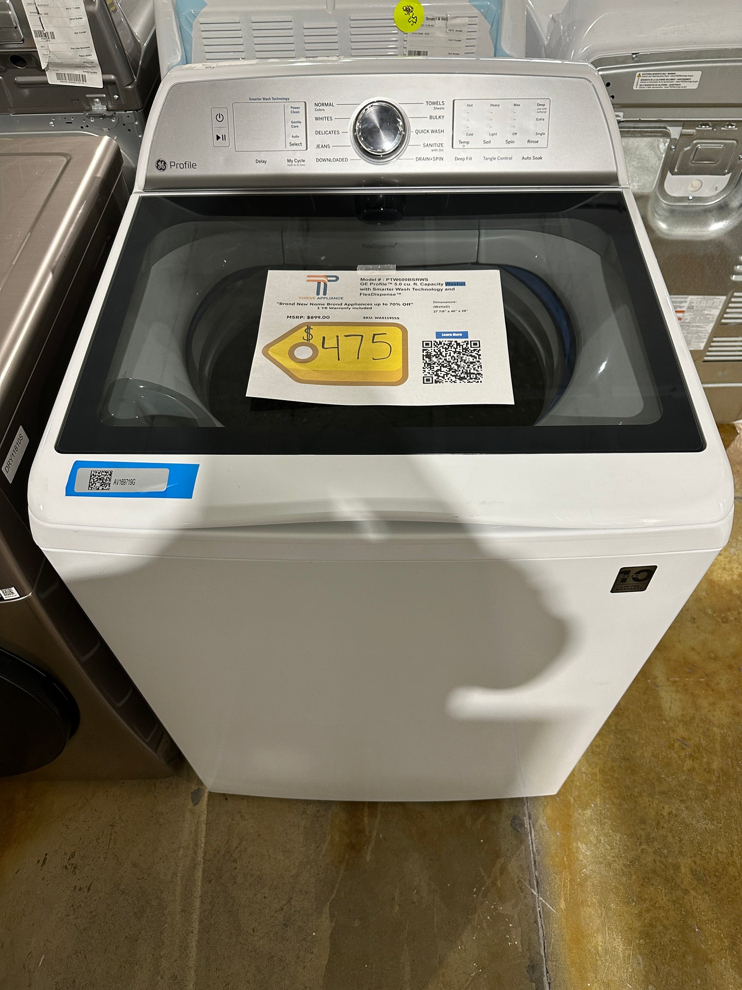 GORGEOUS NEW GE PROFILE TOP LOAD WASHING MACHINE Model:PTW600BSRWS WAS11955S